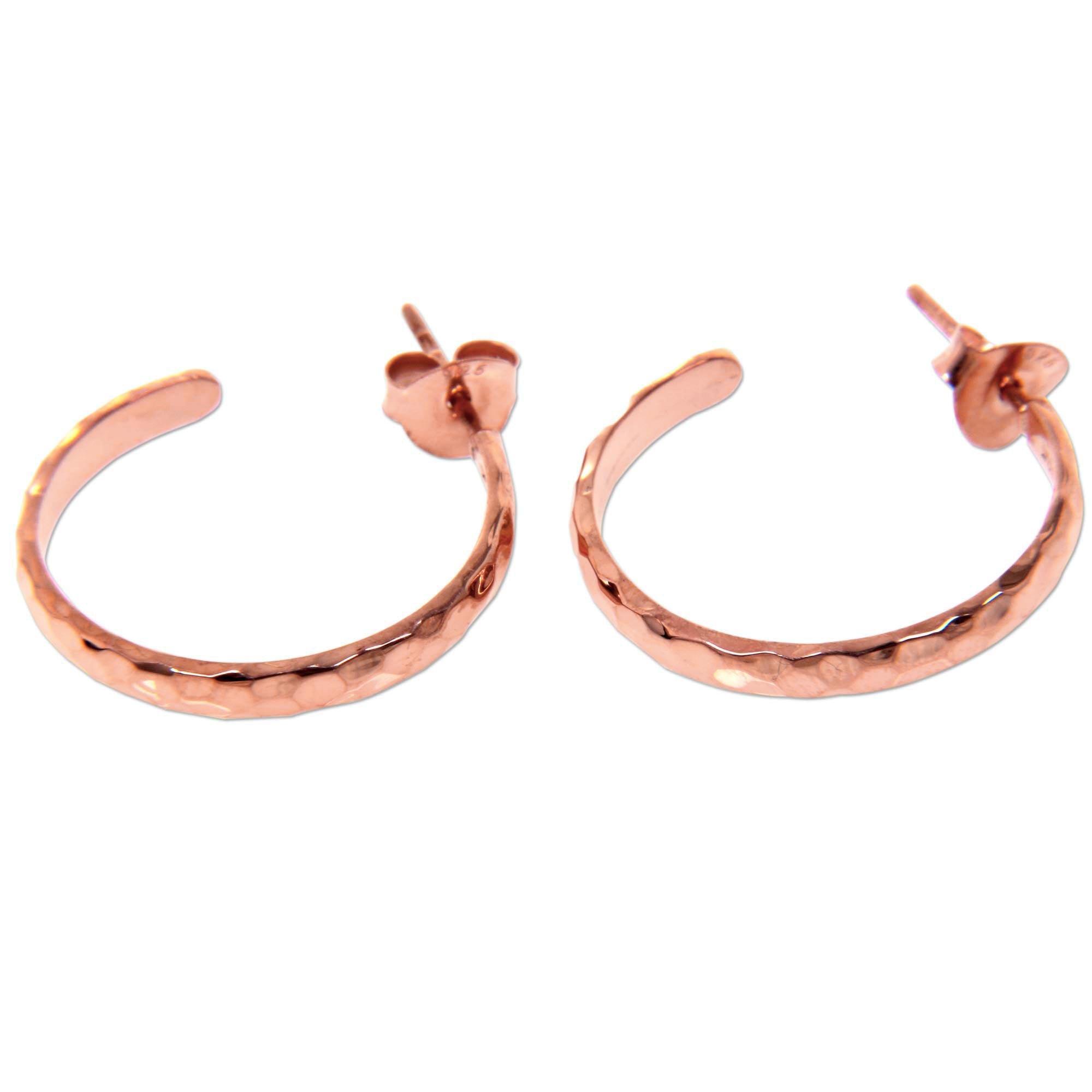 Premium Mosaic Rose 18k Rose Gold Plated Sterling Silver Half Hoop Earrings