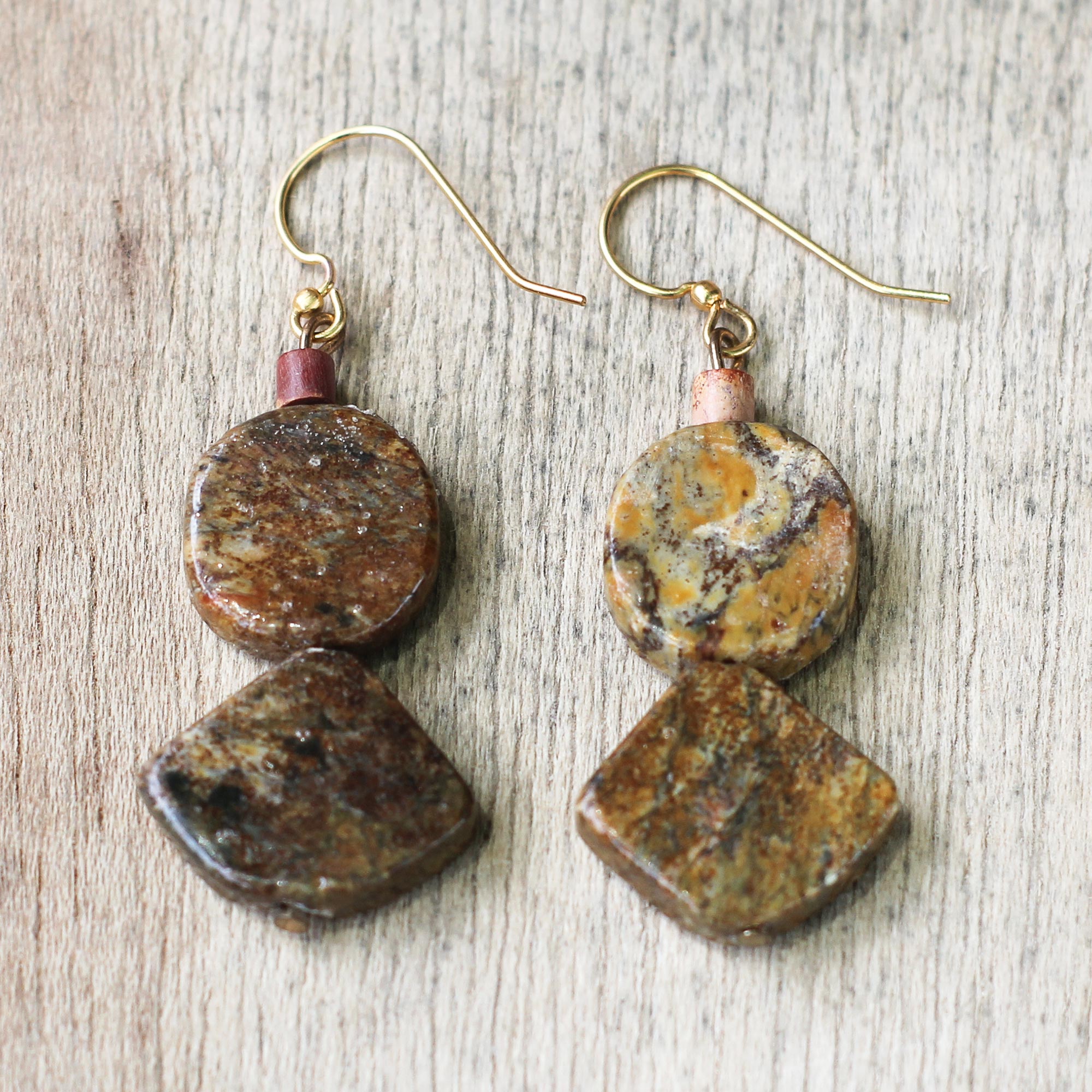 Premium Natural Soapstone Dangle Earrings - Handcrafted in Ghana