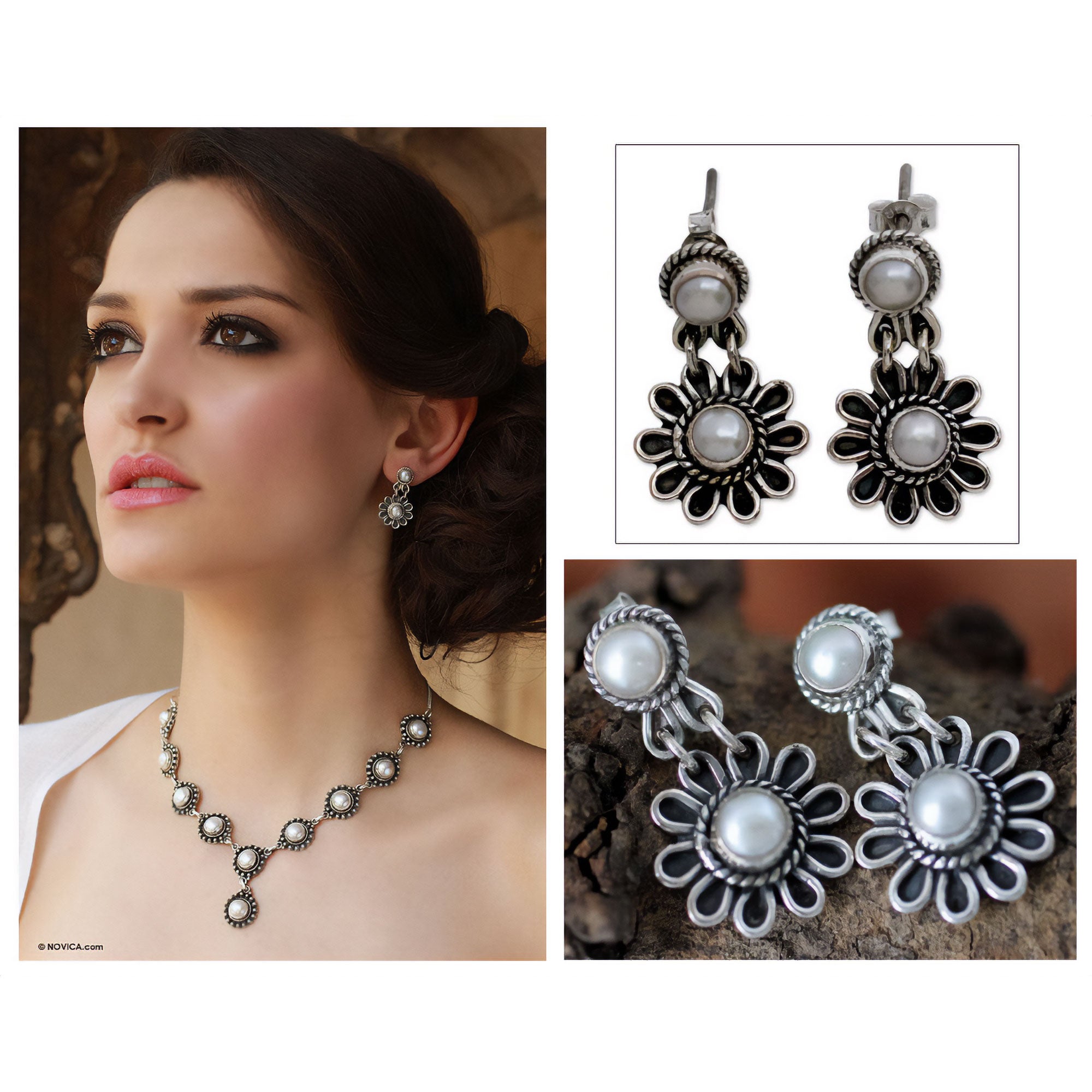 Premium Pristine Blossom Pearl Earrings - Handmade Elegance