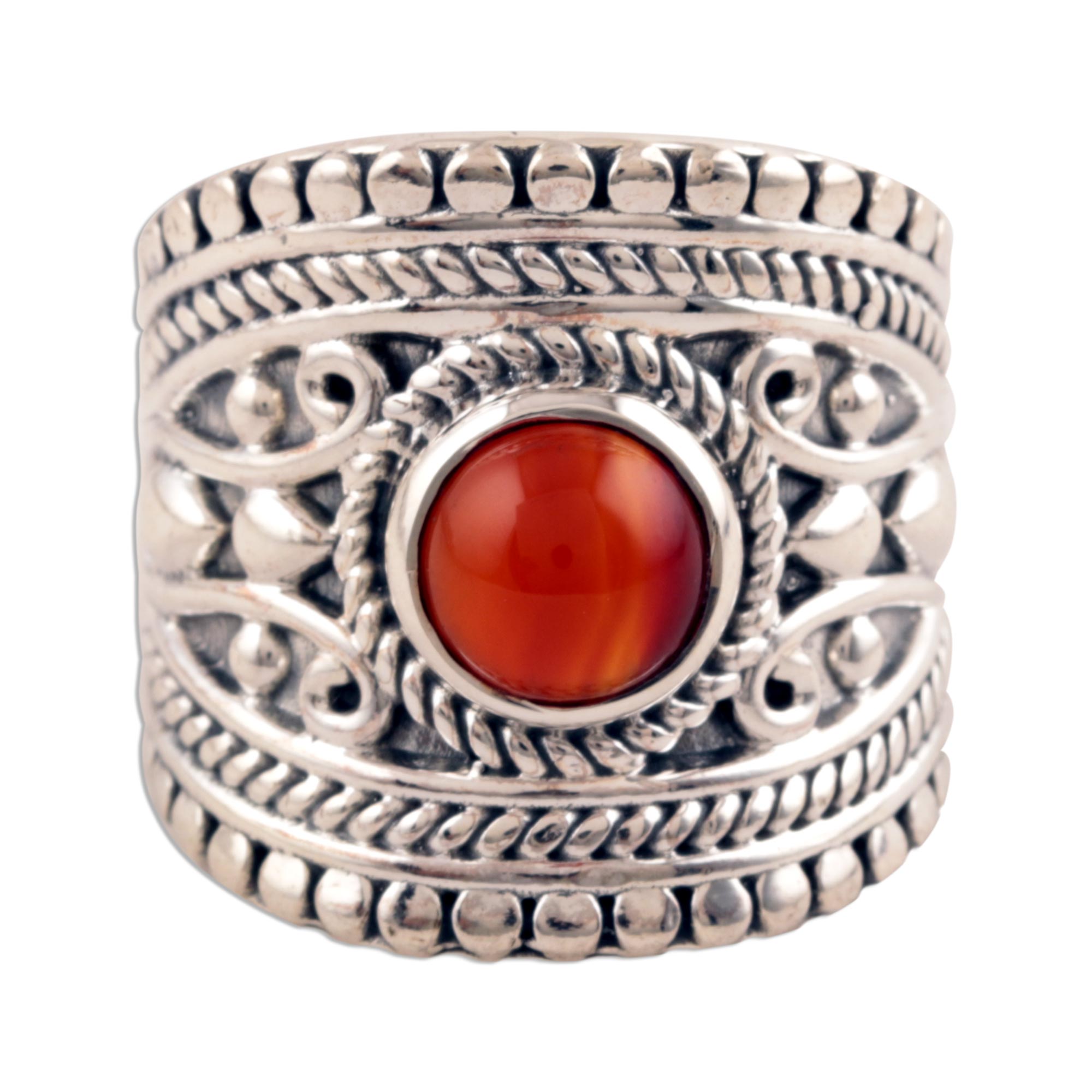 Premium Sunset Glow Onyx Dome Ring – Handcrafted Sterling Silver Jewelry