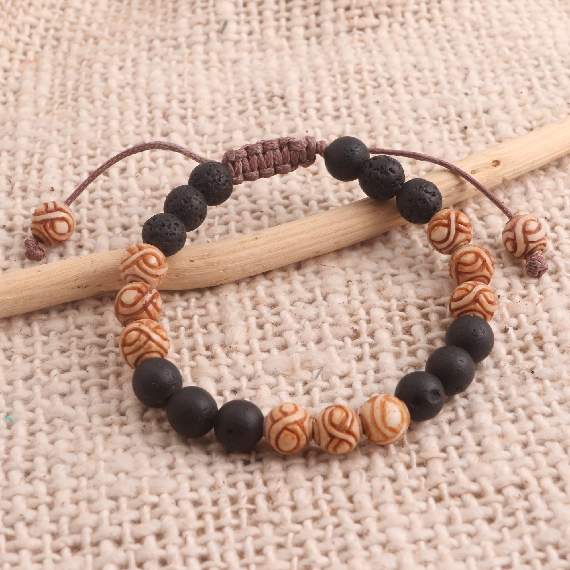 Premium Chakra Unity Bracelet - Handcrafted Lava Stone & Cow Bone Beads