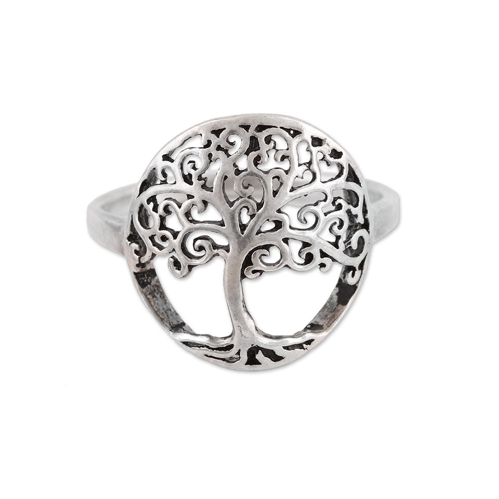 Premium Majestic Jali Tree Sterling Silver Cocktail Ring – Nature-Inspired Elegance