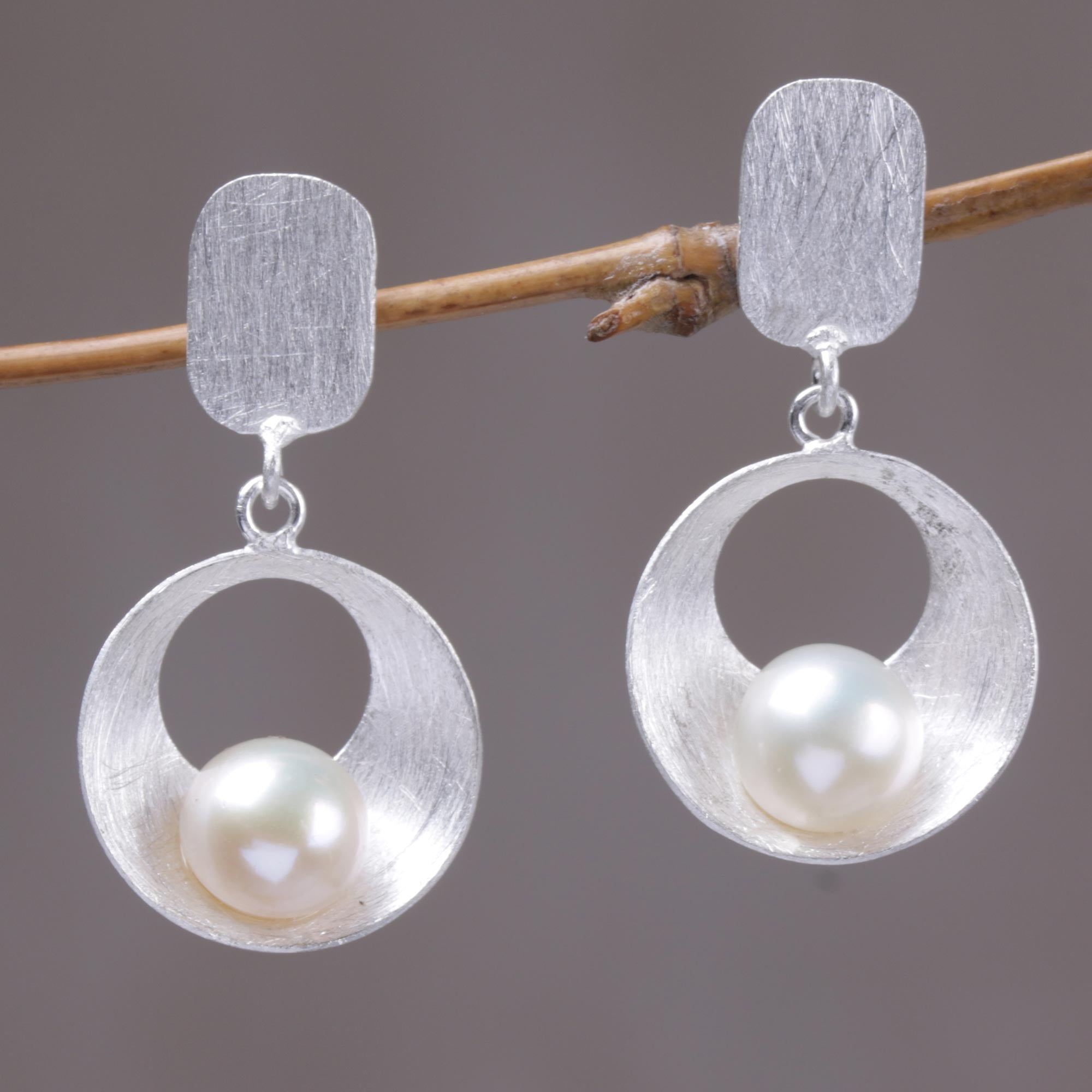 Premium Moon Vortex Mabe Pearl Dangle Earrings