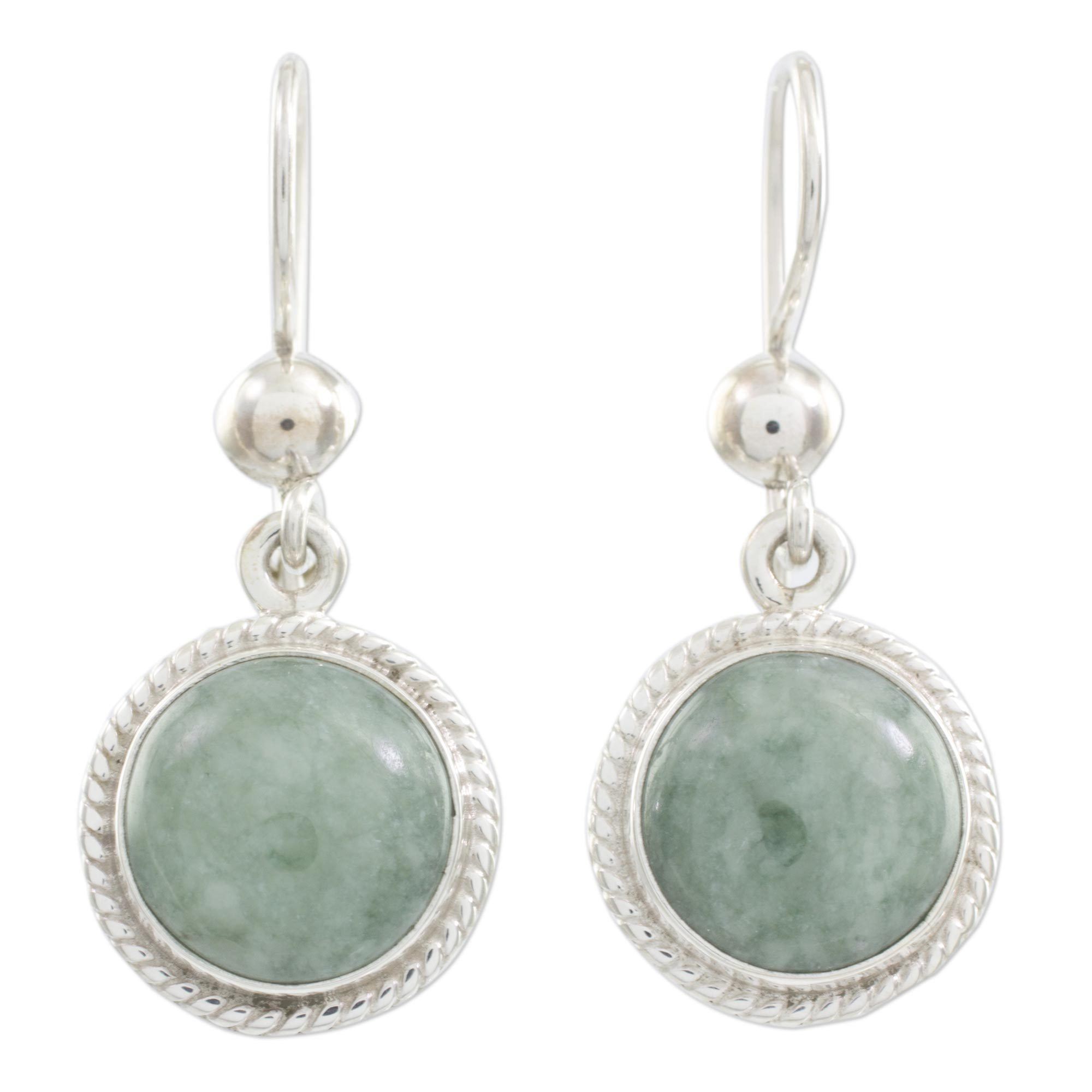 Premium Green Jade Moon Dangle Earrings - Handcrafted Elegance