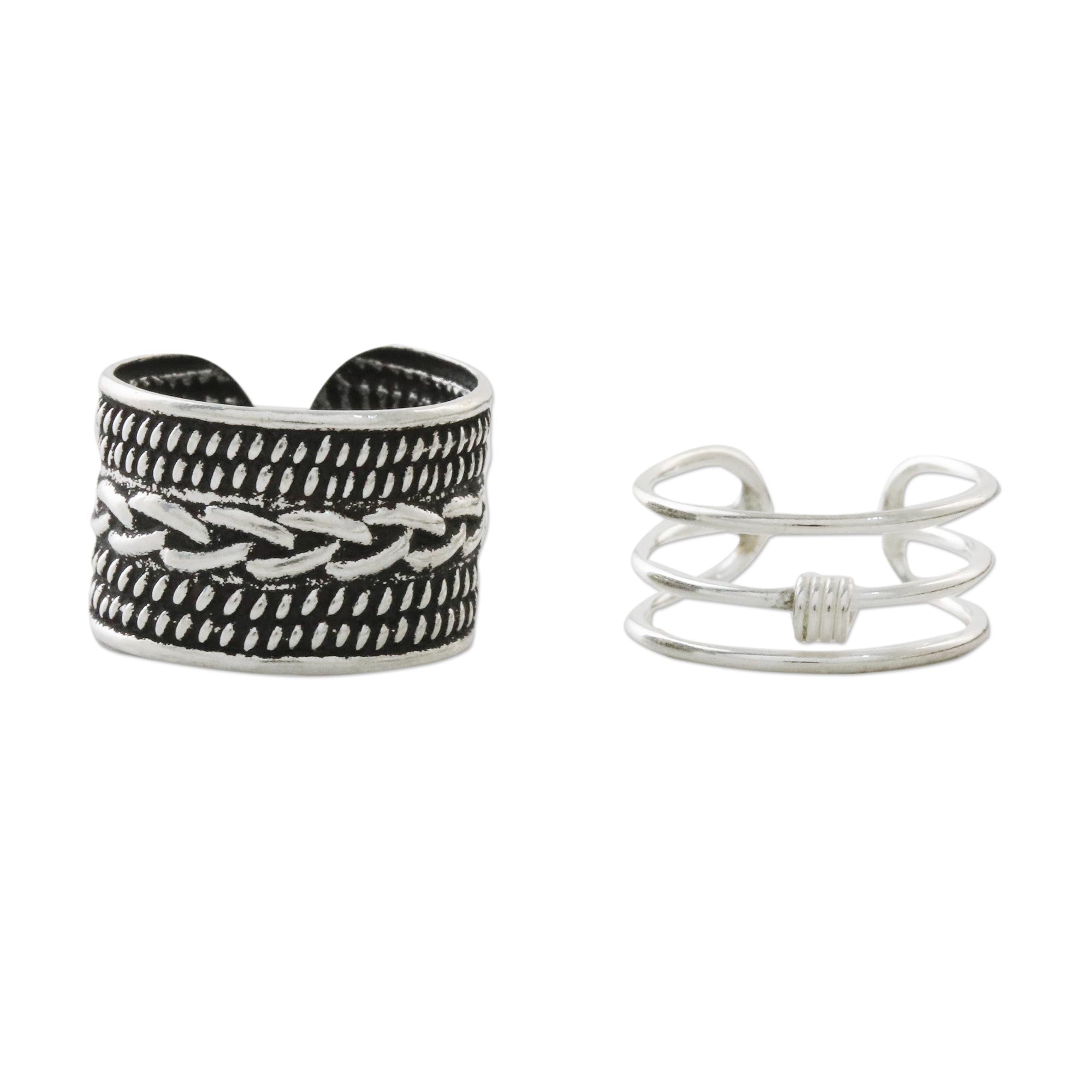 Premium Sterling Silver Braid Motif Ear Cuffs by Wadarat Supasirisuk