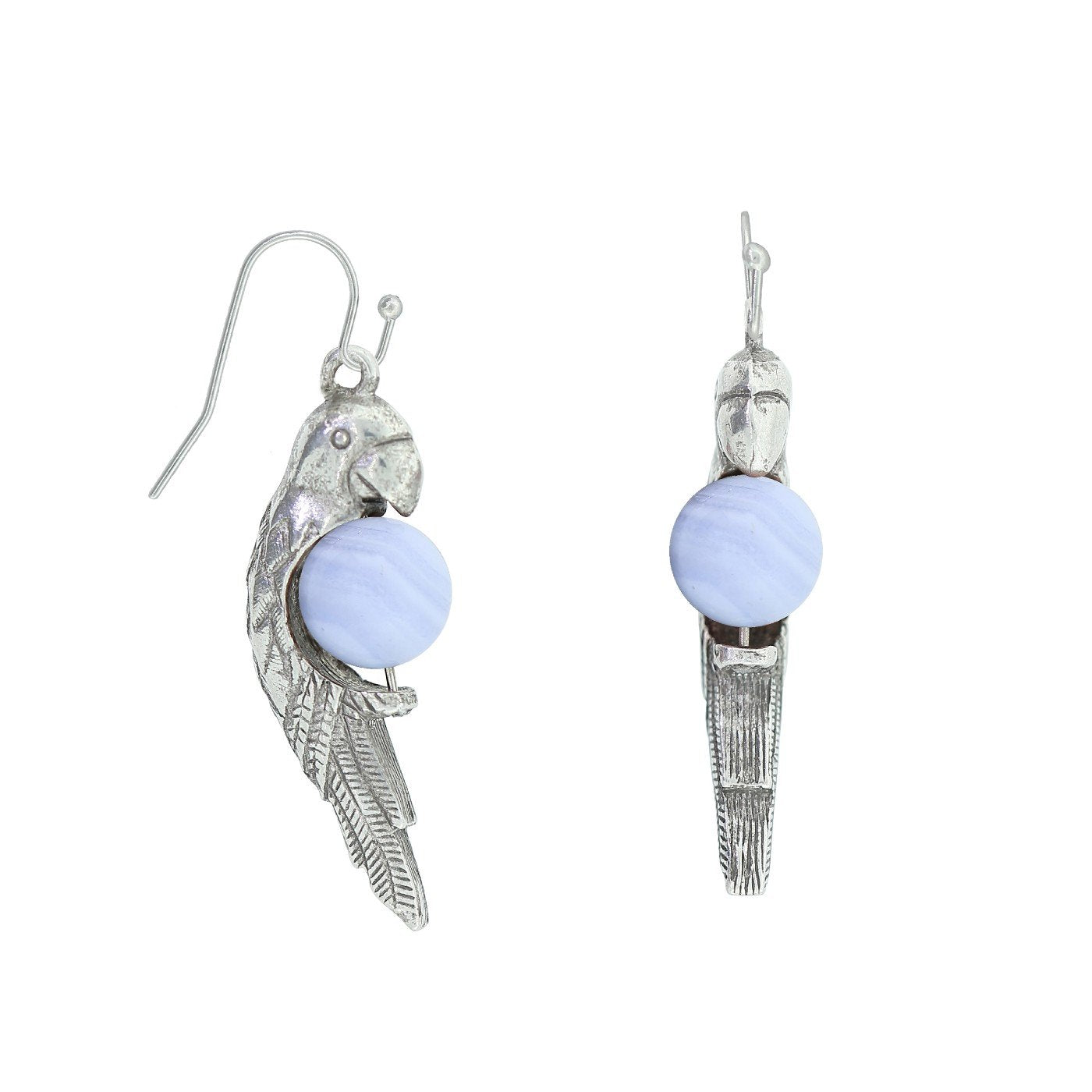 Premium 1928 Jewelry® Pewter Parrot Blue Lace Agate Earrings