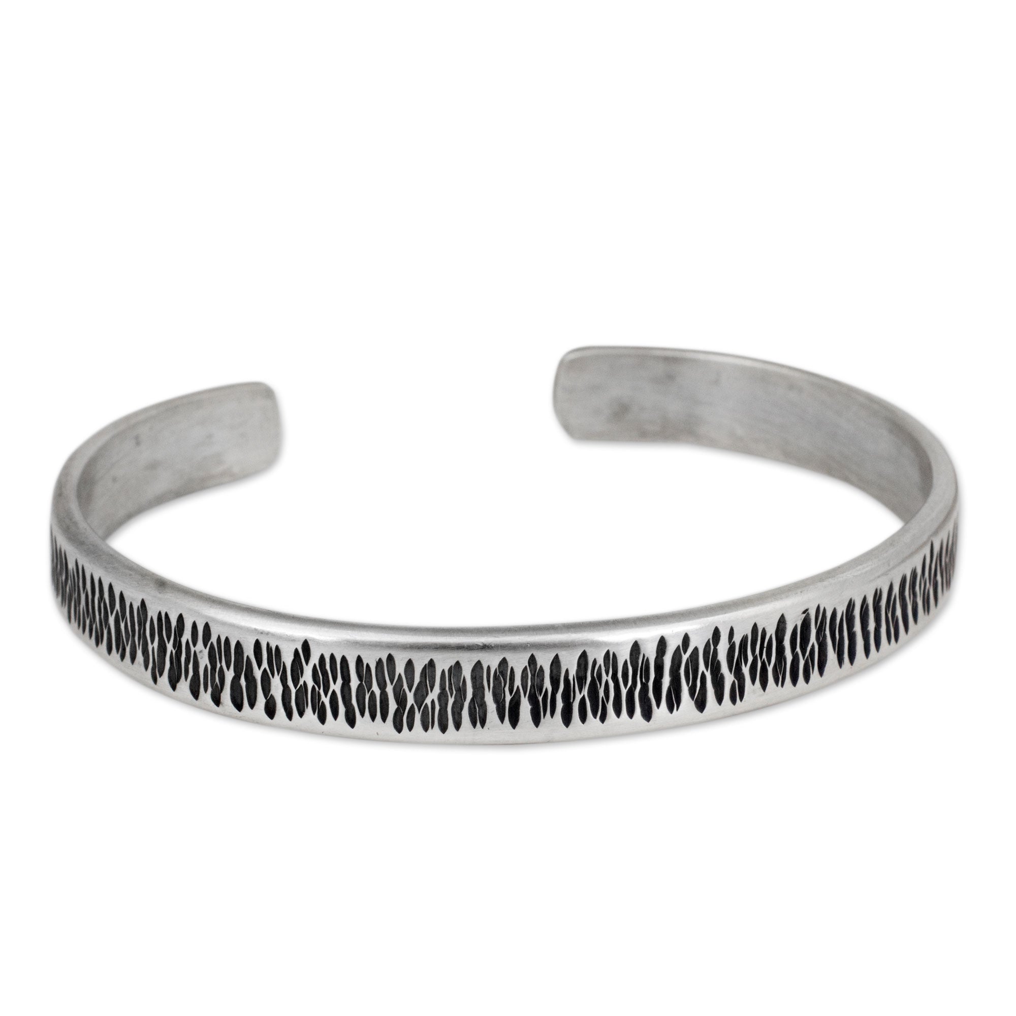 Premium Whispering Rain Sterling Silver Cuff Bracelet - Handcrafted in Thailand