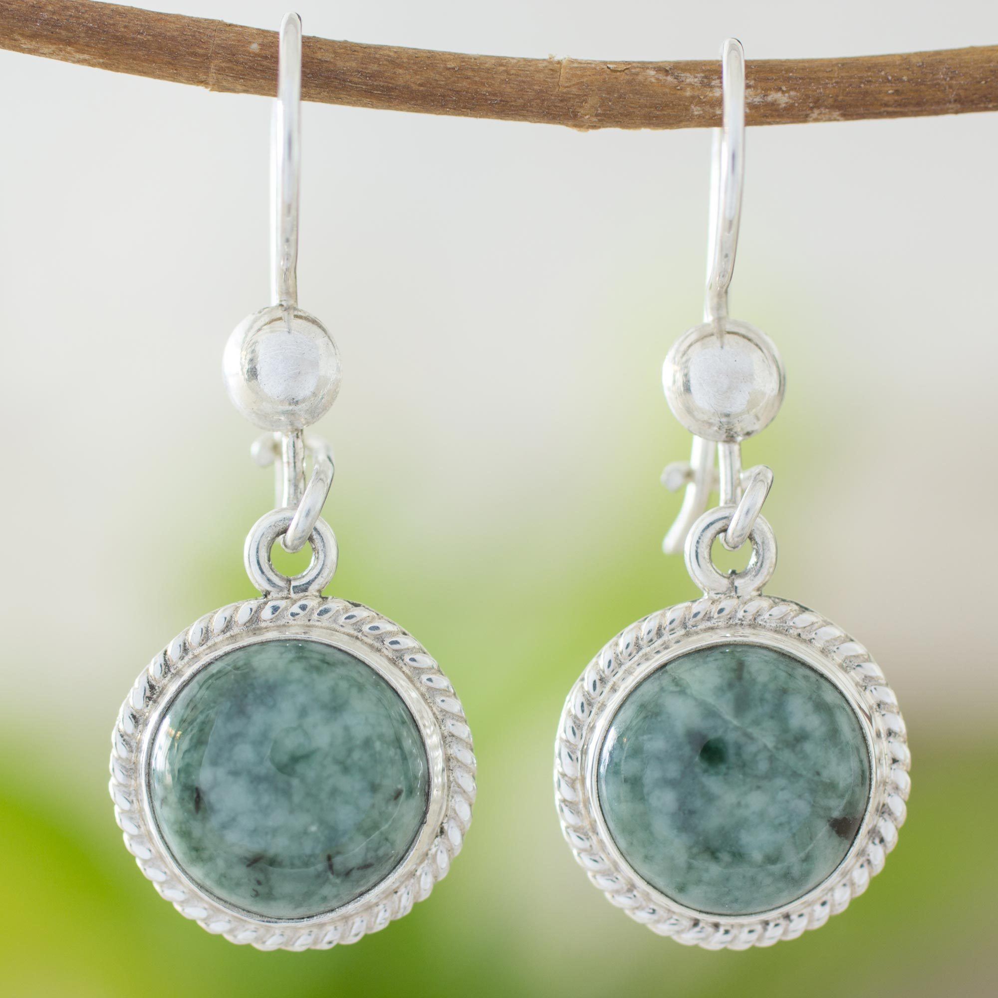 Premium Green Jade Moon Dangle Earrings - Handcrafted Elegance