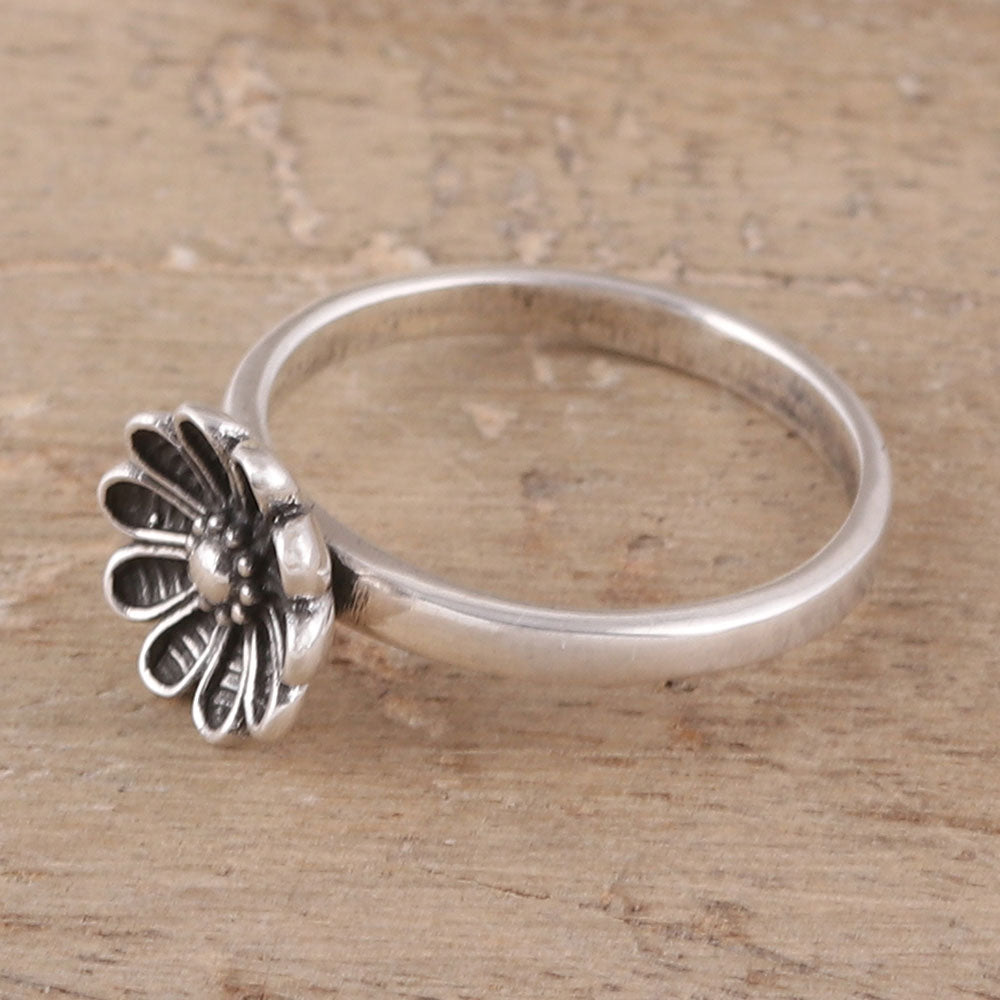 Premium Daisy Flower Sterling Silver Cocktail Ring – Handcrafted in India