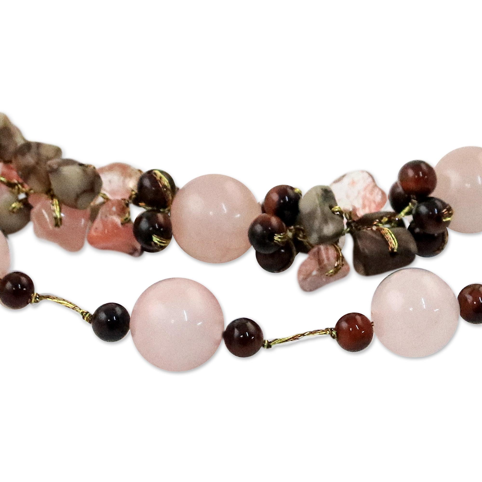 Premium Multi-Gemstone Rose Quartz Beaded Necklace – Magical Inspiration from Thailand