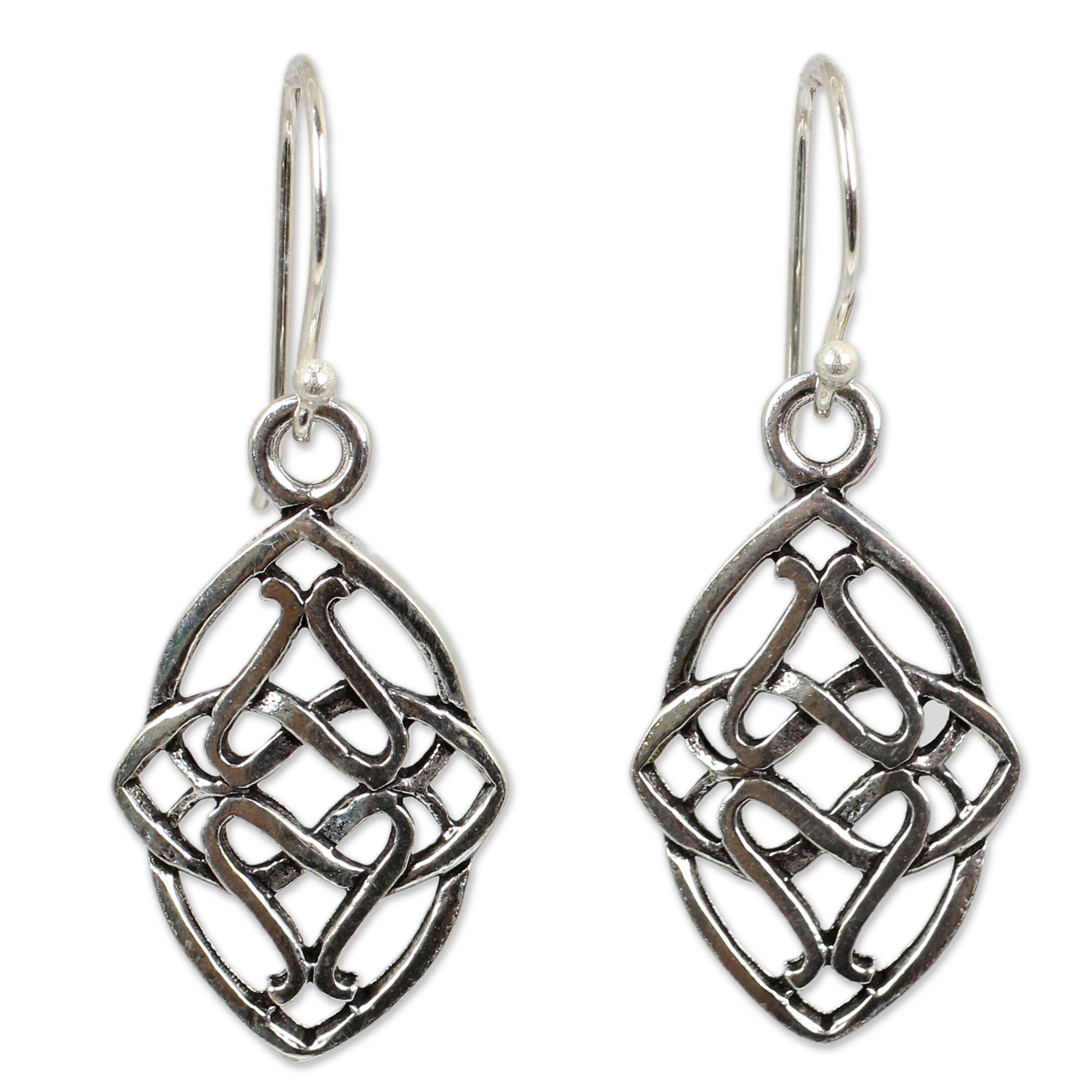 Premium Handcrafted Gordian Knot Sterling Silver Dangle Earrings from Thailand