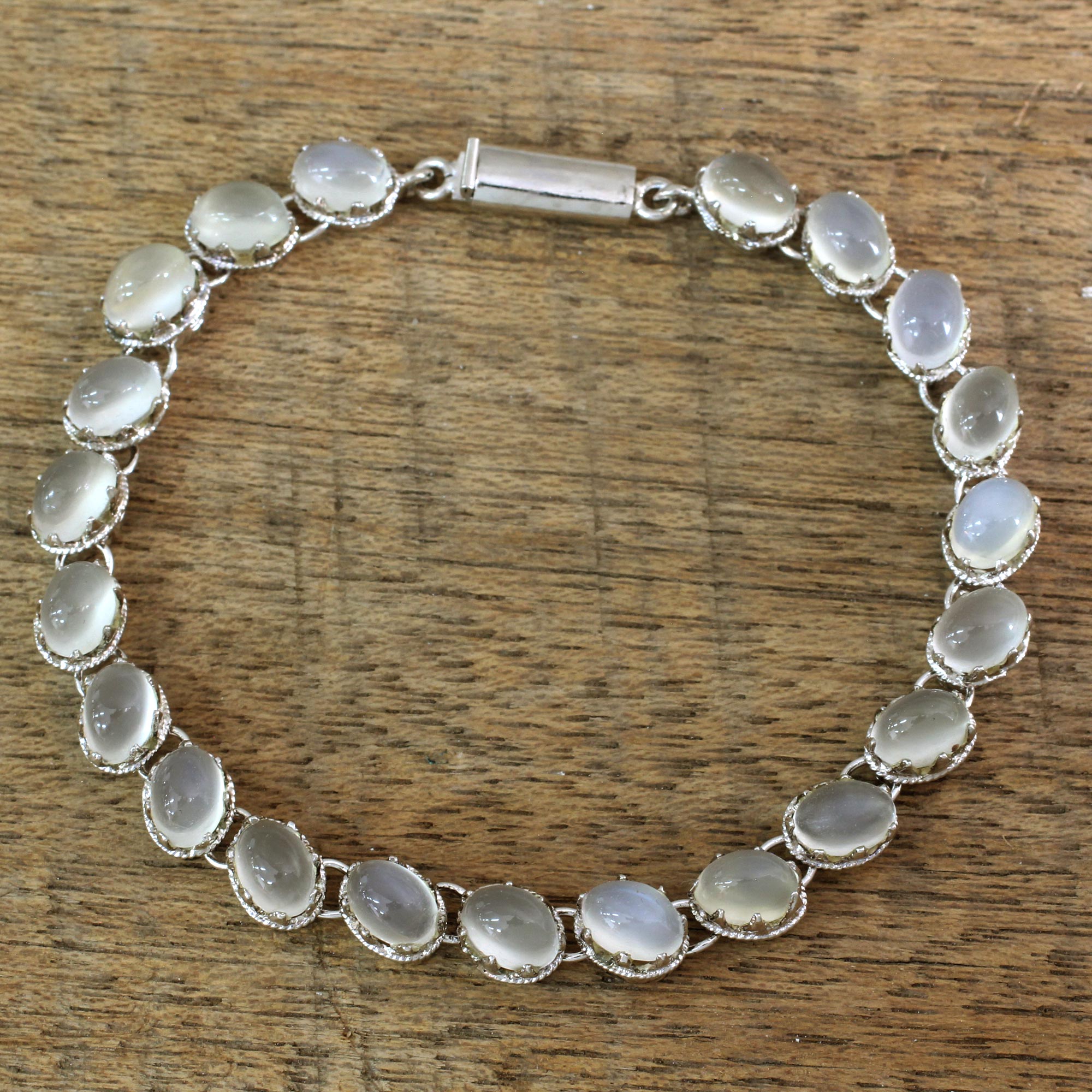 Premium Moonstone Cloud Circlet Bracelet - Sterling Silver Jewelry