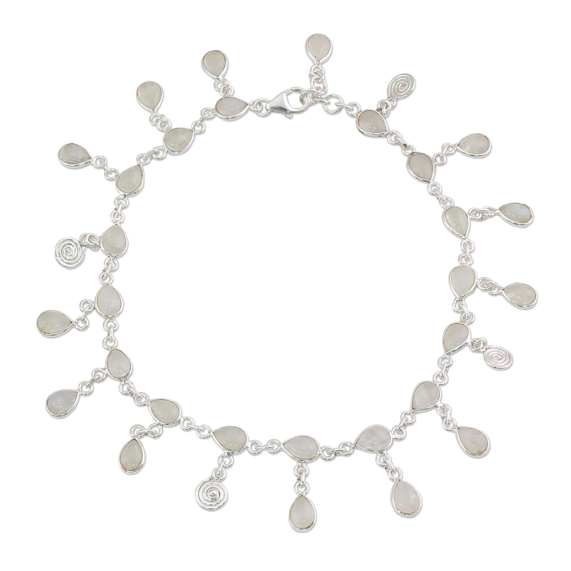 Premium Starry Allure Rainbow Moonstone Anklet - Handcrafted Elegance