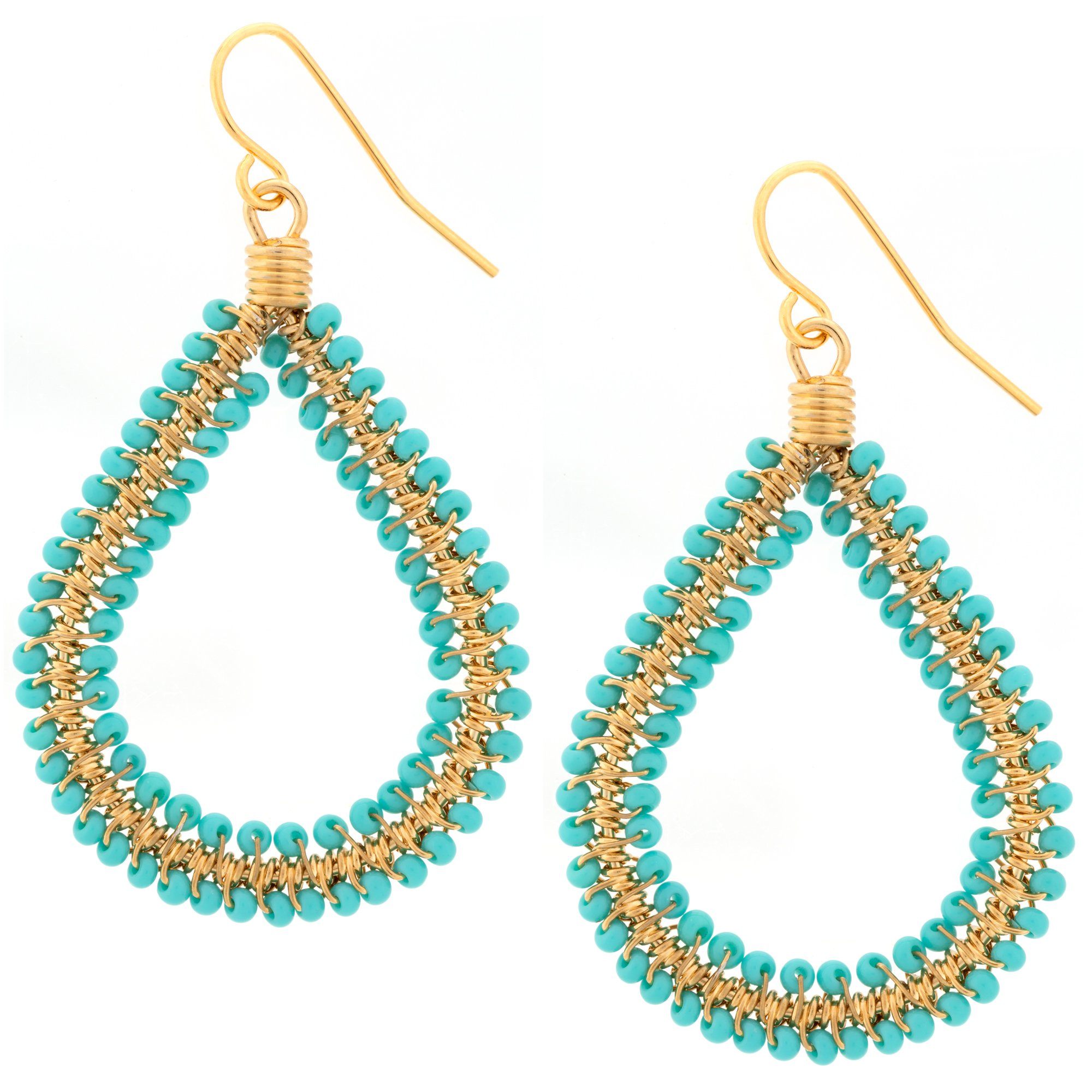 Premium Double Beaded Teardrop Earrings - Handmade Elegance