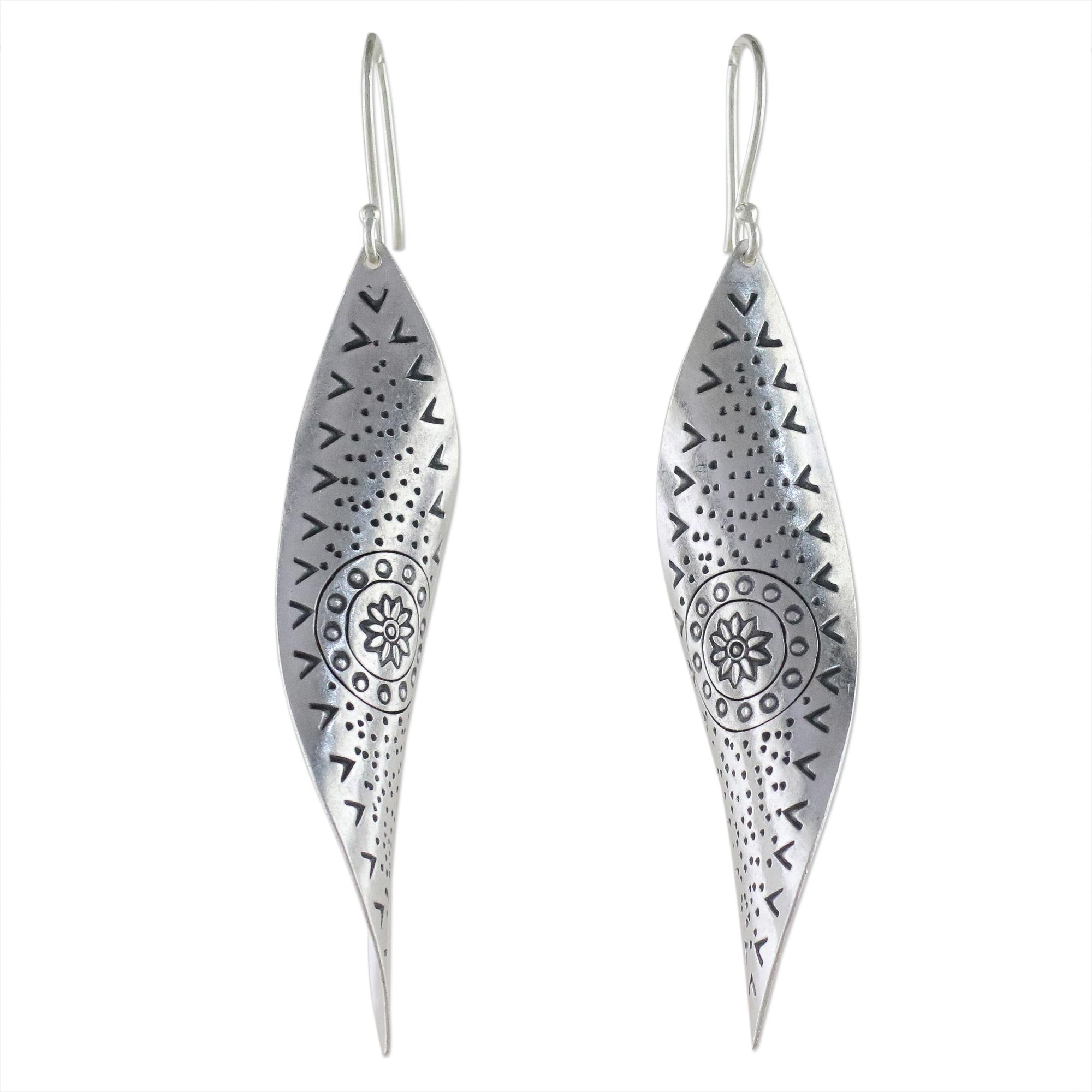 Premium Karen Silver Dangle Earrings – Handcrafted in Thailand