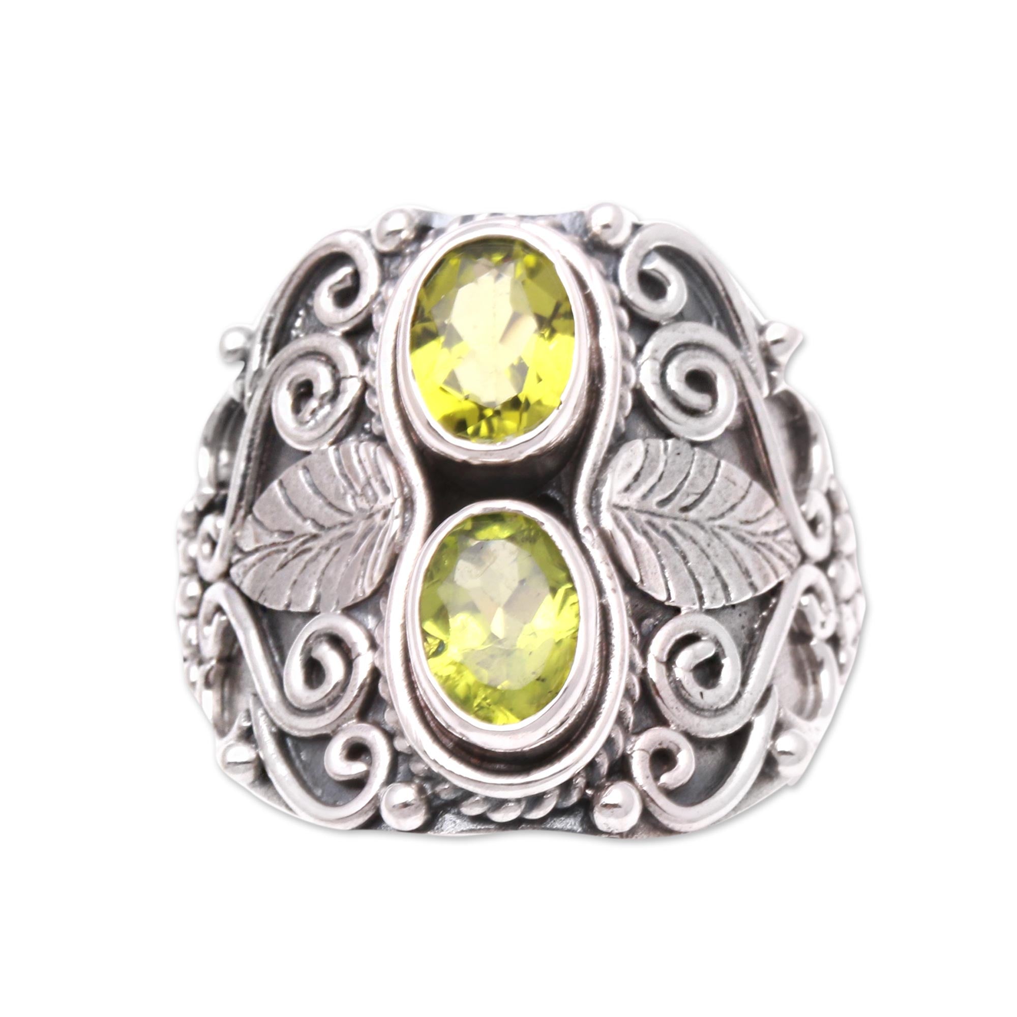 Premium Verdant Eyes Peridot Cocktail Ring - Handcrafted in Bali