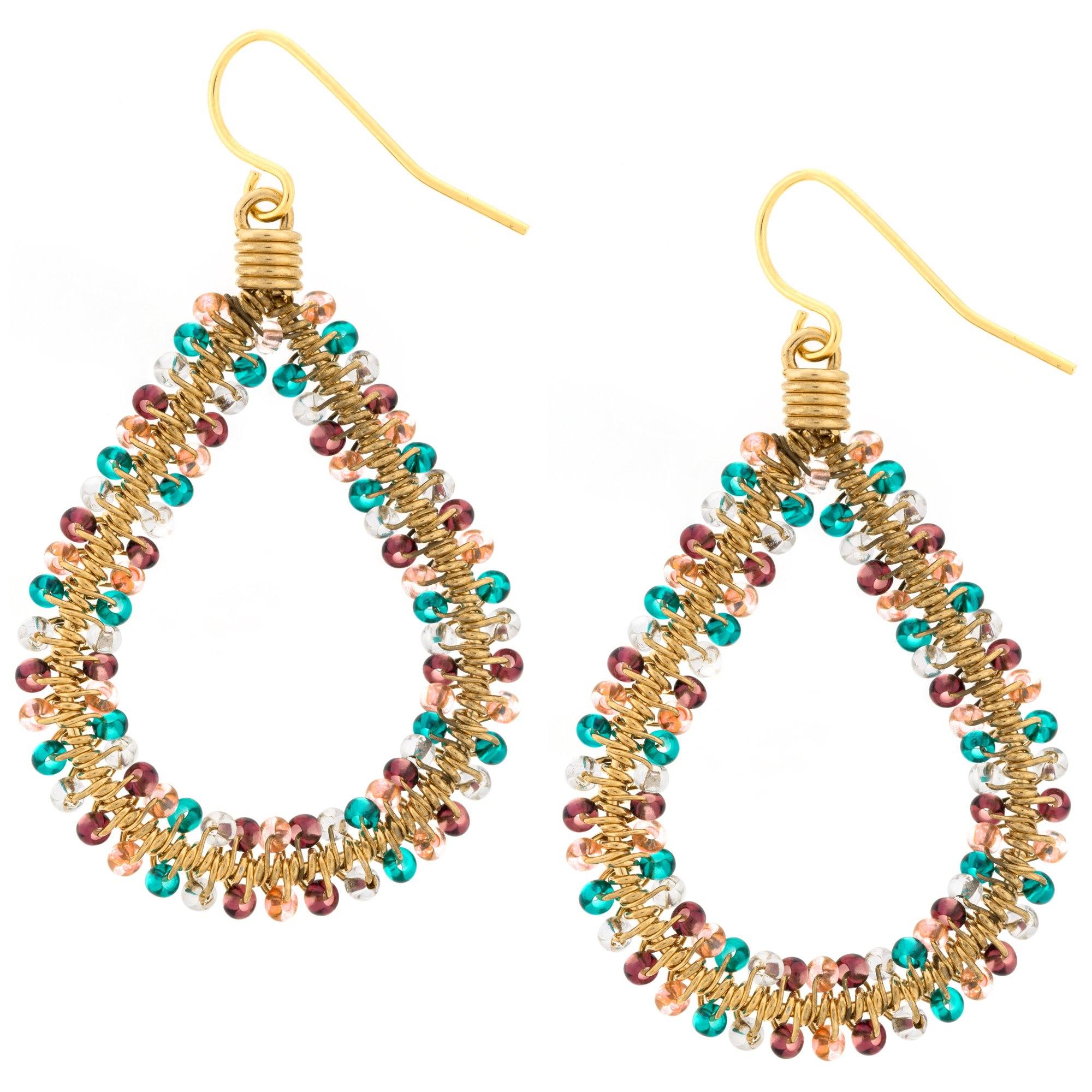 Premium Double Beaded Teardrop Earrings - Handmade Elegance