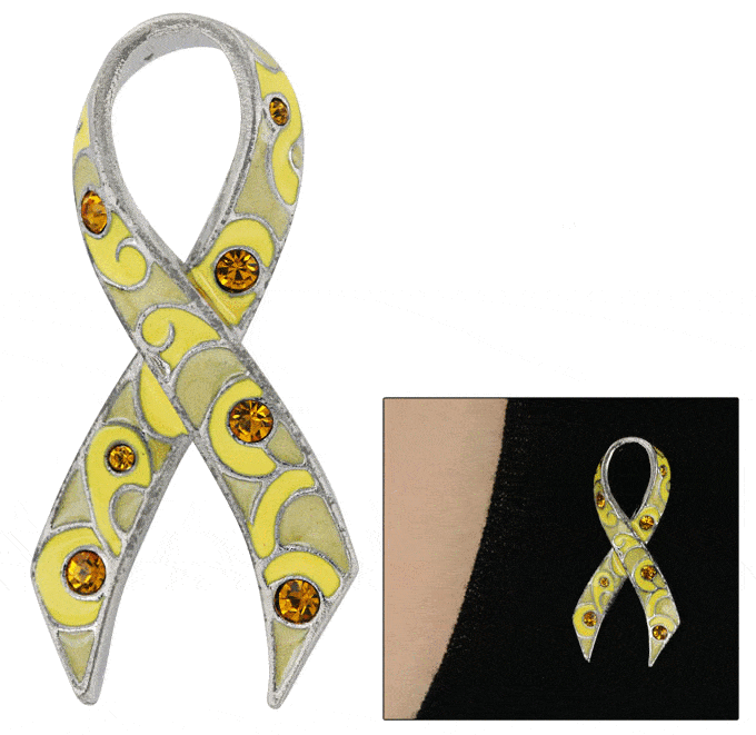 Premium Rhinestone Yellow Ribbon Pin - Ultimate Tribute