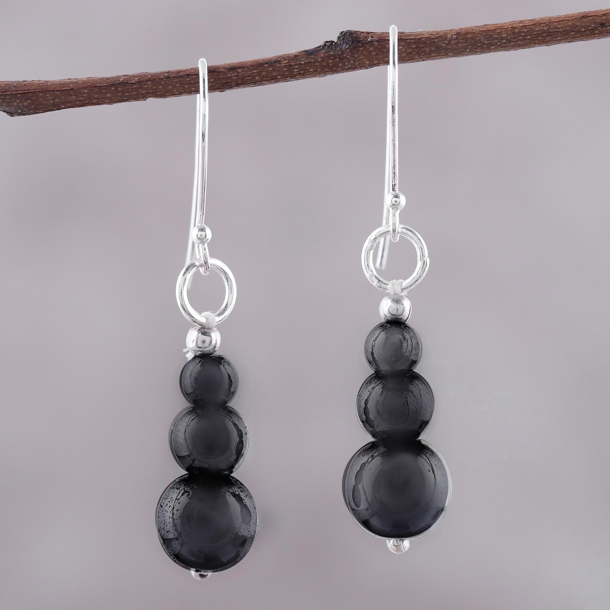 Premium Mysteries of the Night Hematite Earrings with Sterling Silver Hooks