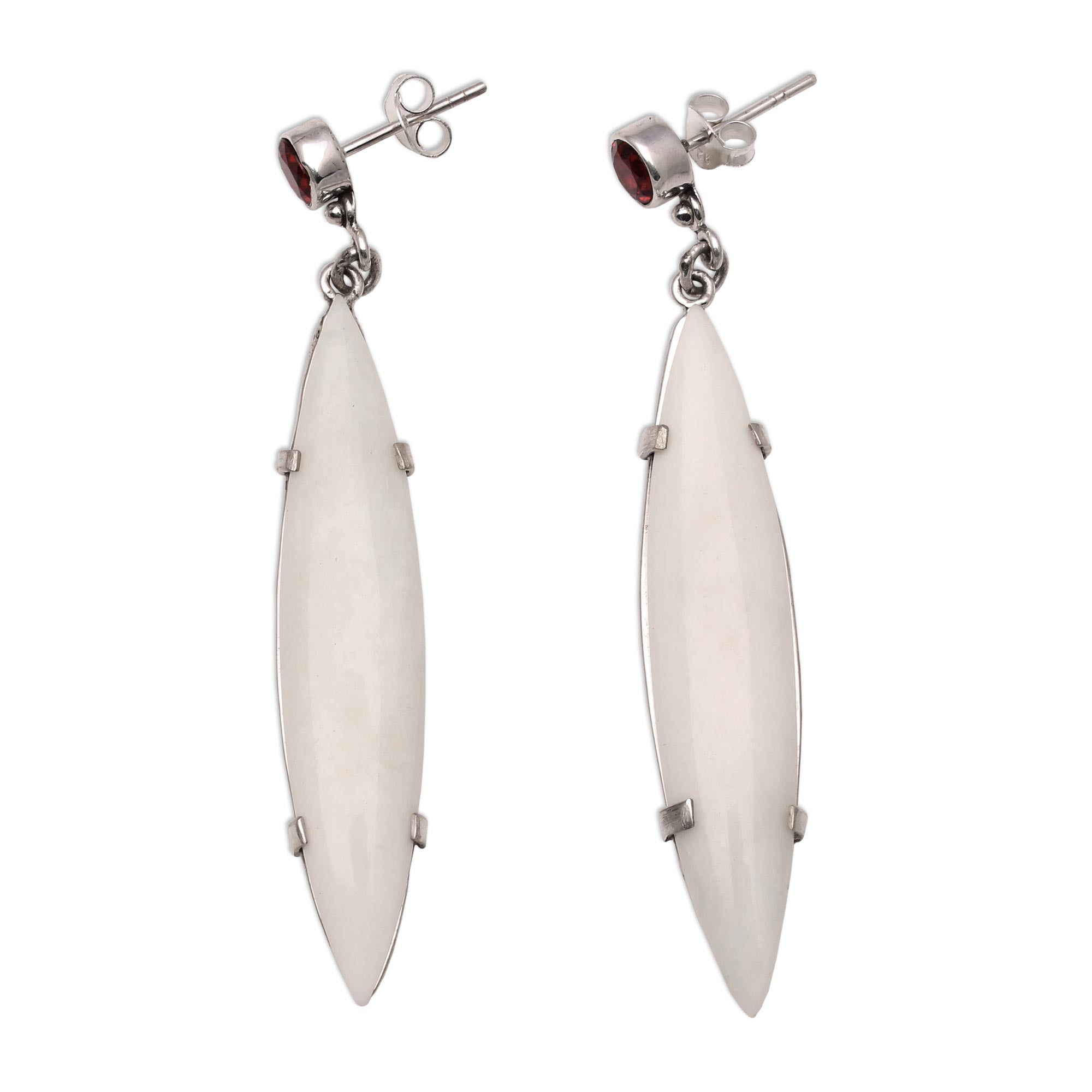 Premium Handmade Bone and Garnet Dangle Earrings – Artisan Crafted in Bali