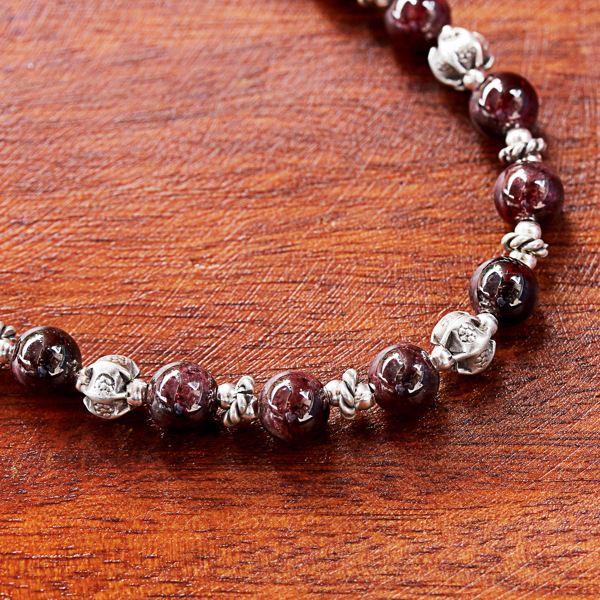 Premium Grace Garnet & 950 Silver Beaded Necklace - Handcrafted in Thailand