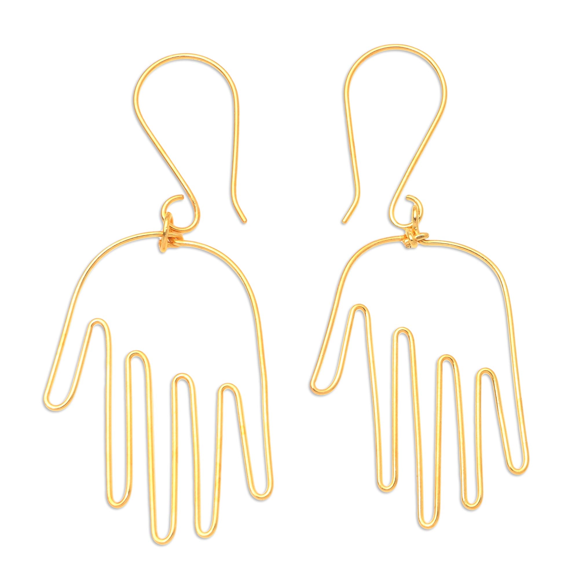 Premium Stretch Out Gold-Plated Balinese Dangle Earrings - Modern Art Inspired