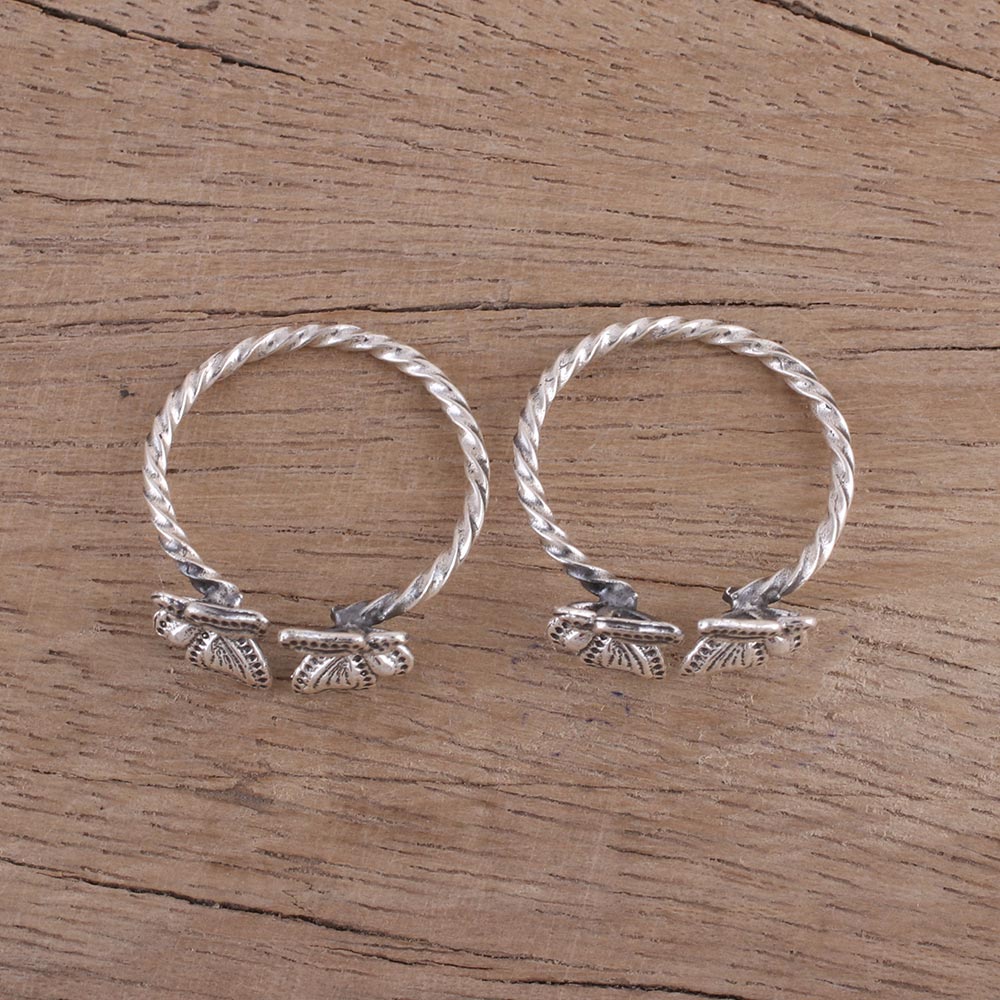 Premium Butterfly Sterling Silver Toe Rings Set – Handcrafted Elegance