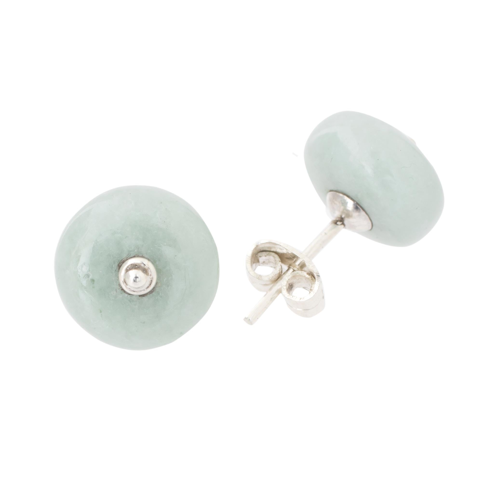 Premium Mayan Apple Green Jade Stud Earrings - Handcrafted in Guatemala