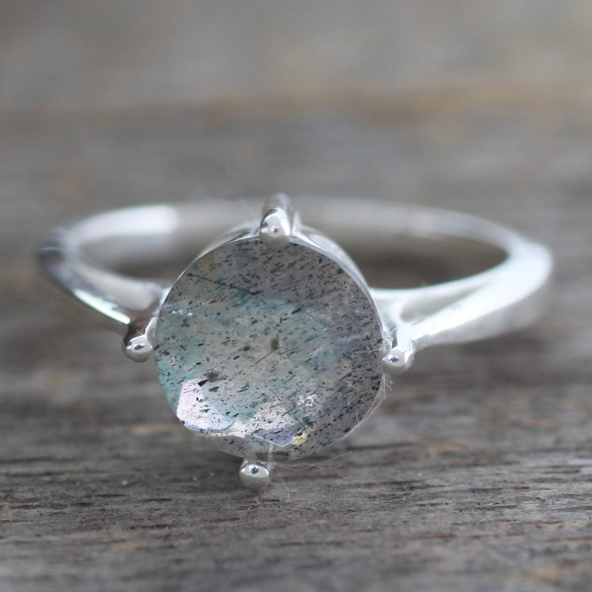 Premium Labradorite Solitaire Ring in Sterling Silver - Handcrafted in India