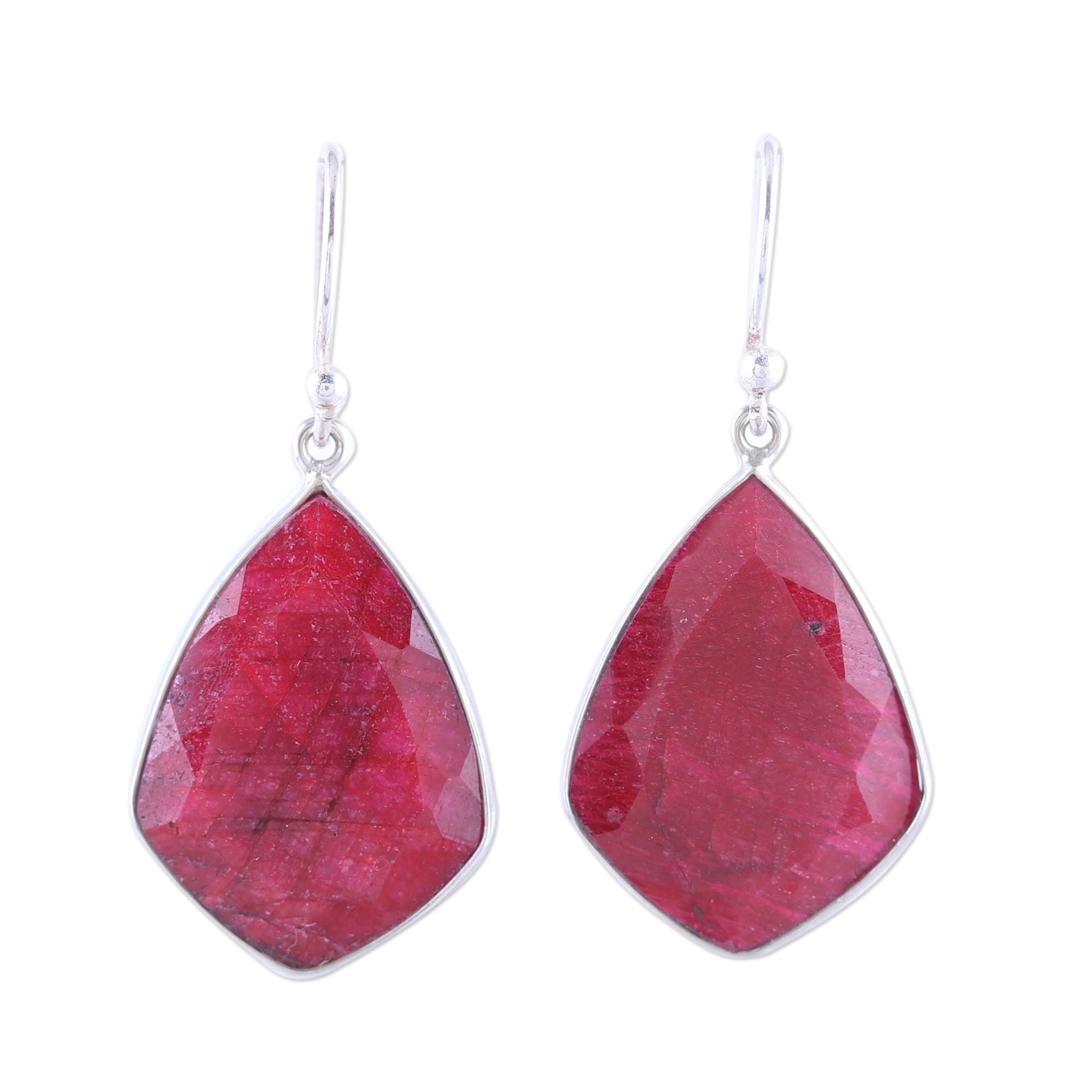 Premium Passionate Muse Ruby Dangle Earrings - Handcrafted Sterling Silver Jewelry