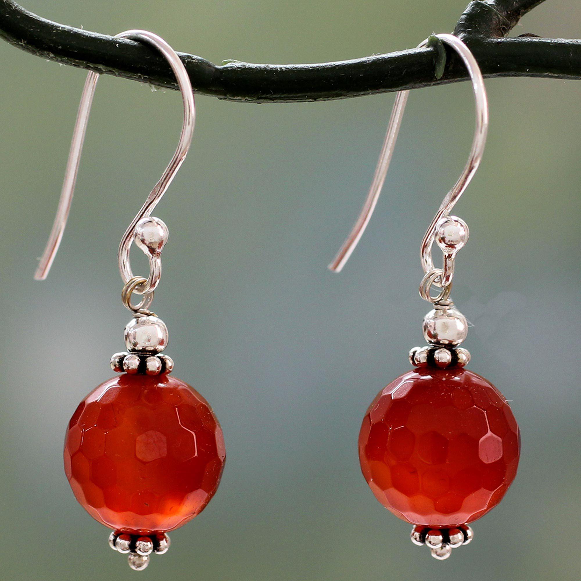 Premium Glorious Sunset Carnelian & Sterling Silver Hook Earrings