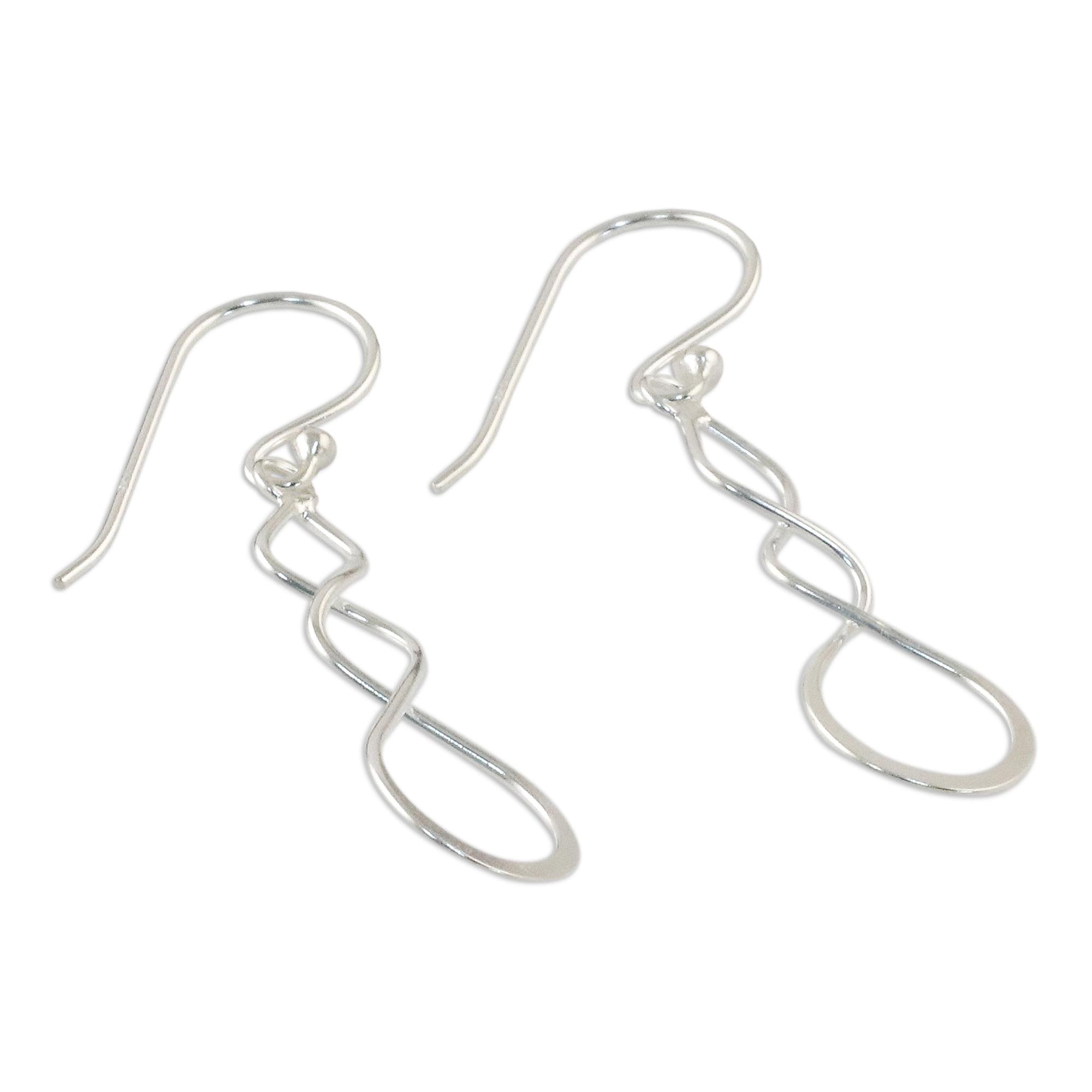 Premium Droplet Twist Sterling Silver Dangle Earrings - Handcrafted in Thailand