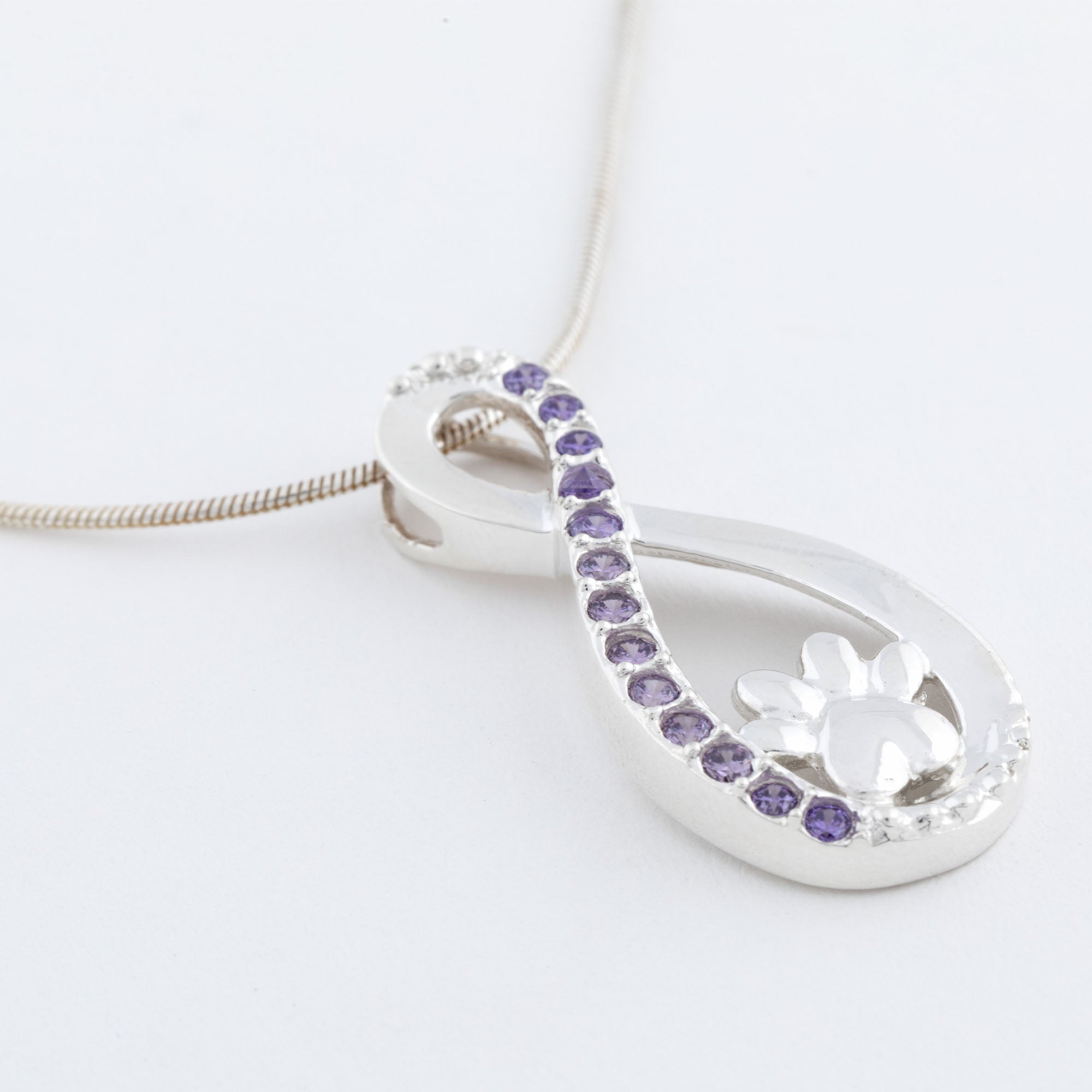 Premium Infinity Love for Paws Sterling Silver & Crystal Necklace