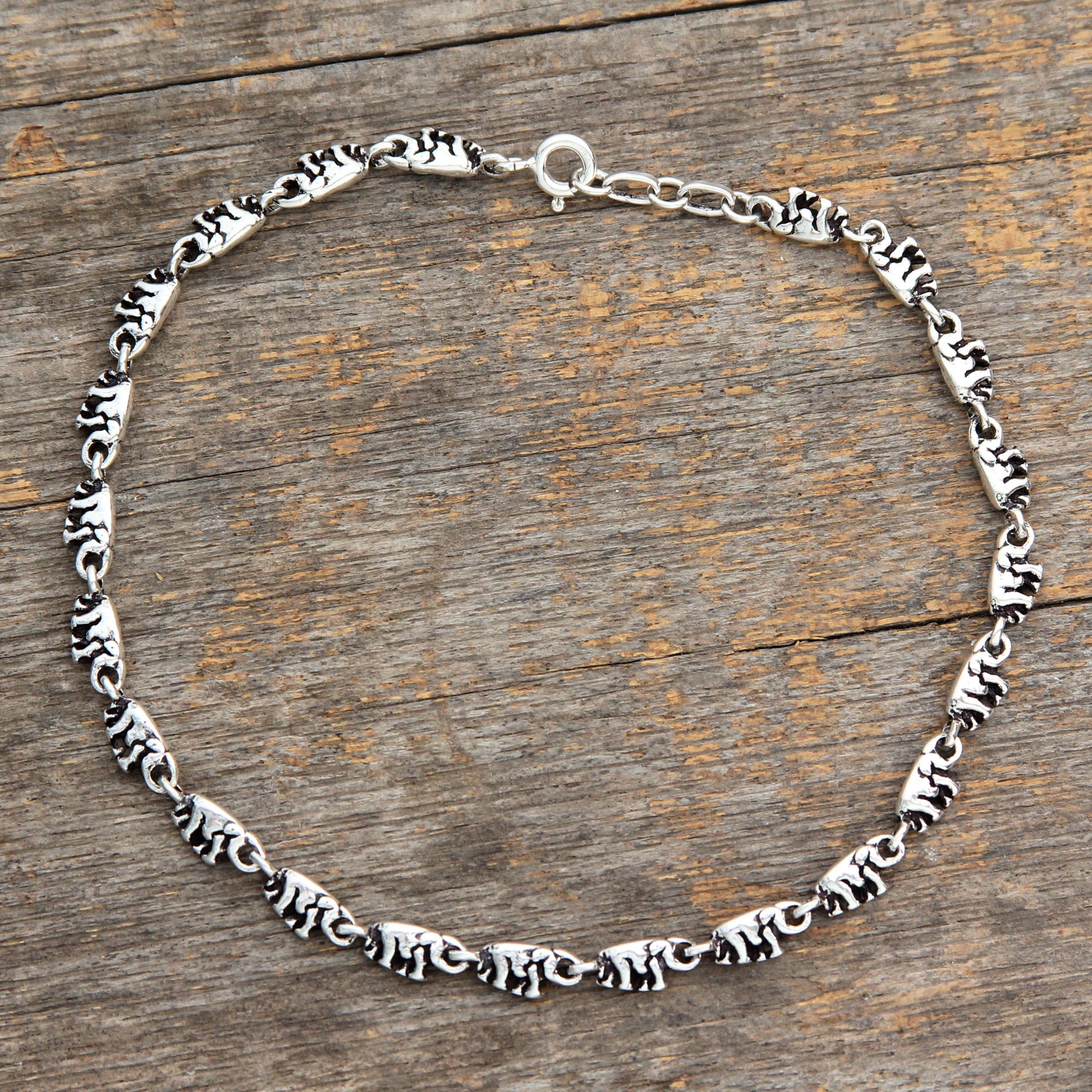 Premium Sterling Silver Elephant Parade Anklet - Handcrafted Elegance