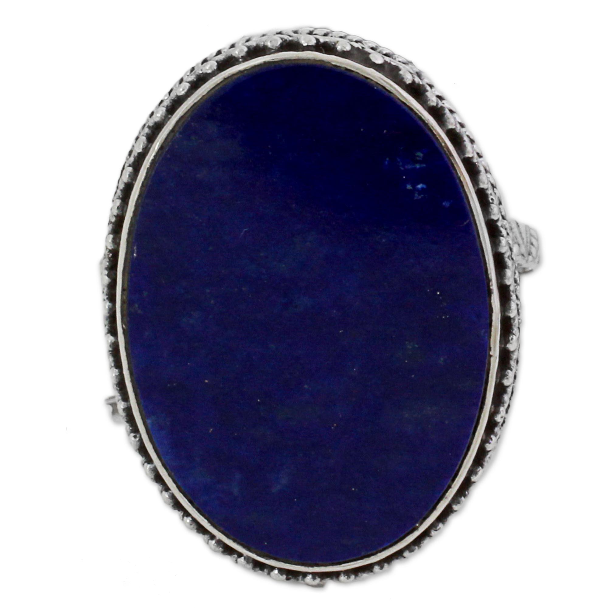 Premium Lapis Lazuli & Silver Cocktail Ring - Timeless Elegance