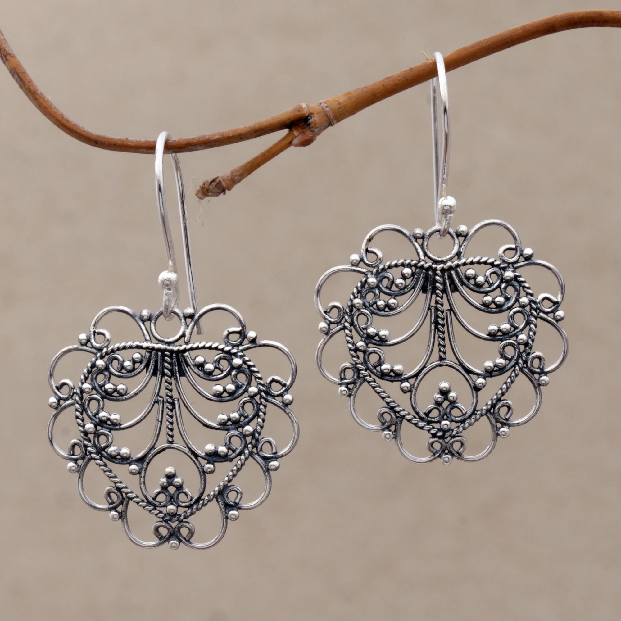 Premium Valentine Vine Sterling Silver Heart Earrings