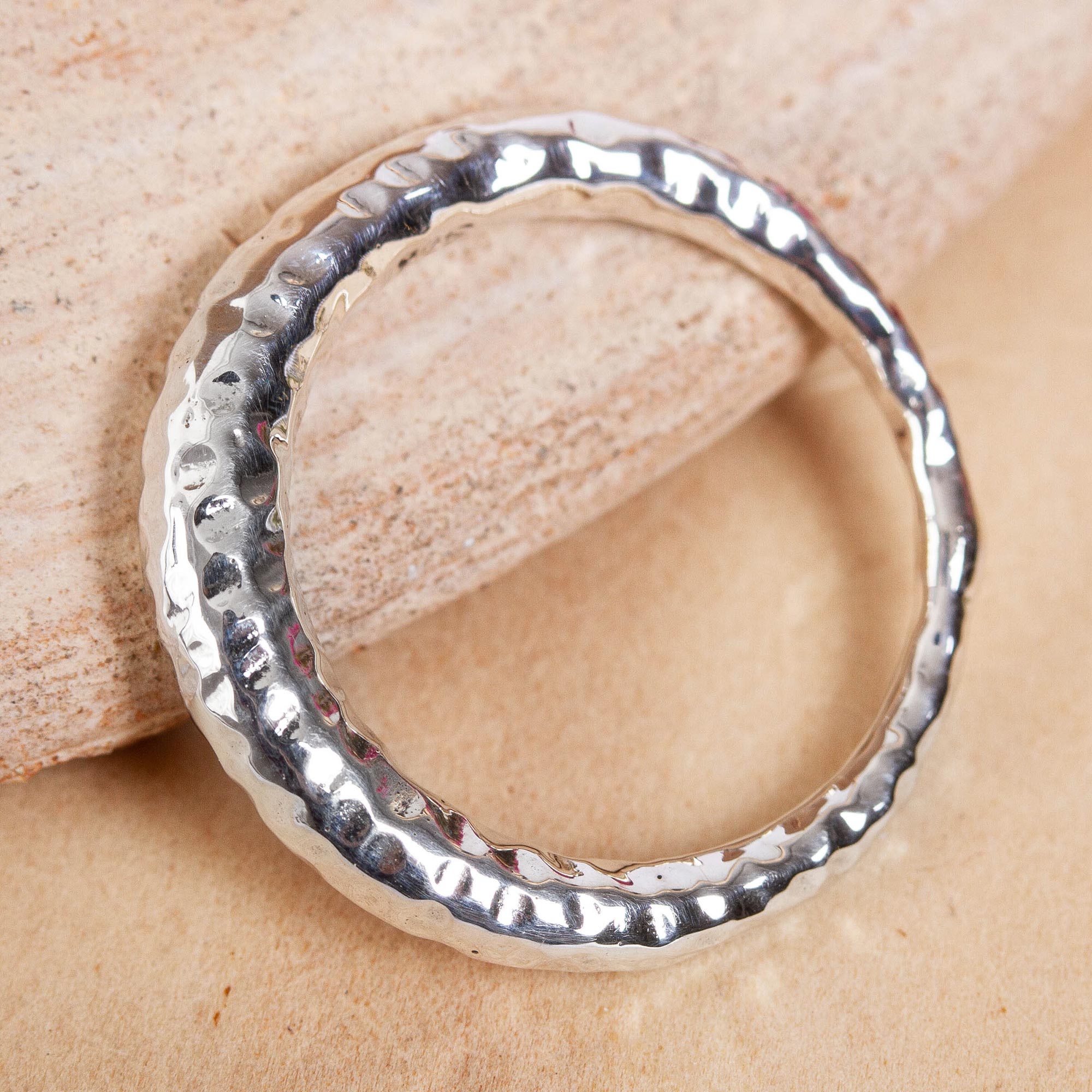 Premium Hammered Taxco Sterling Silver Freedom Ring - Handcrafted in Mexico