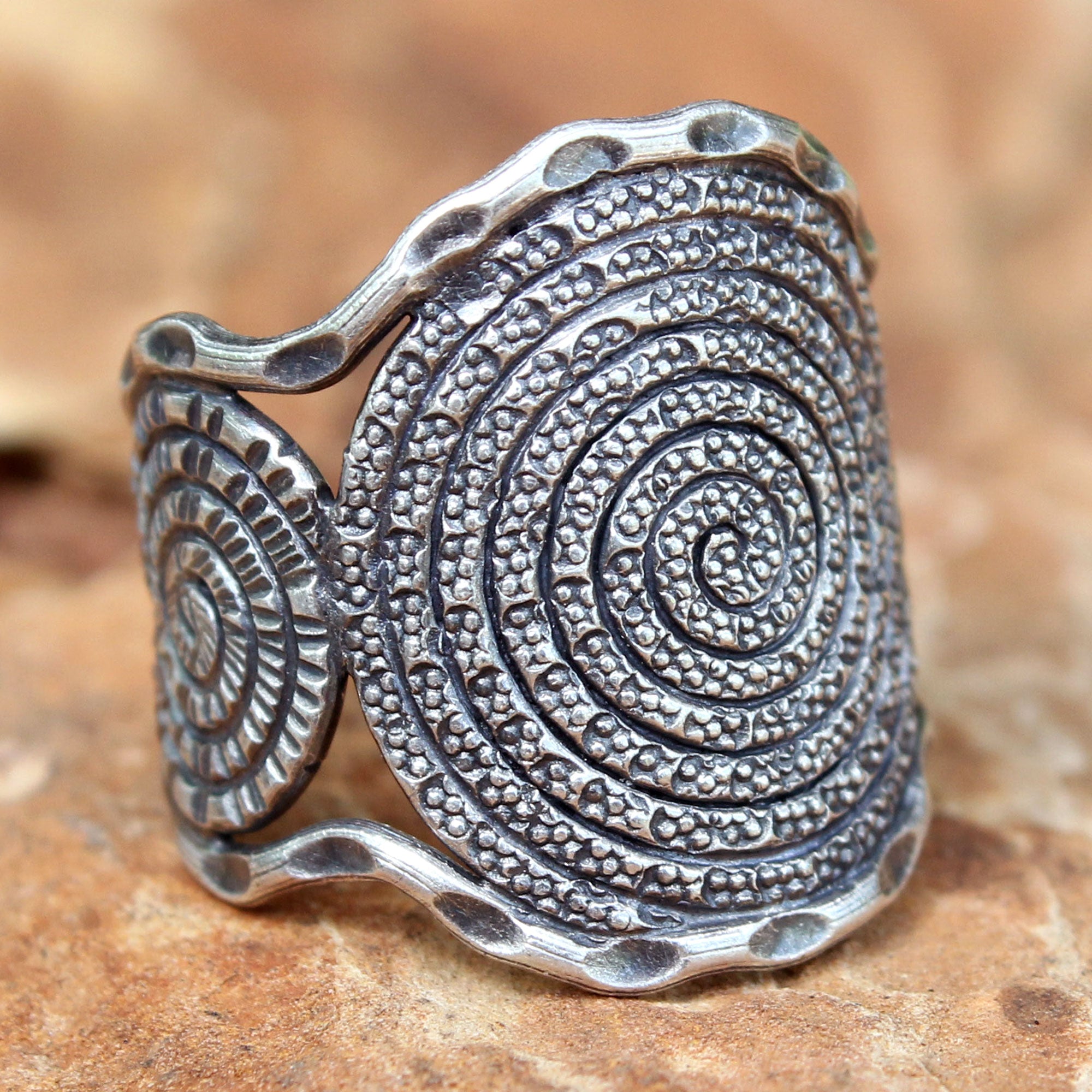 Premium Hill Tribe Moon Sterling Silver Band Ring - Handcrafted Elegance