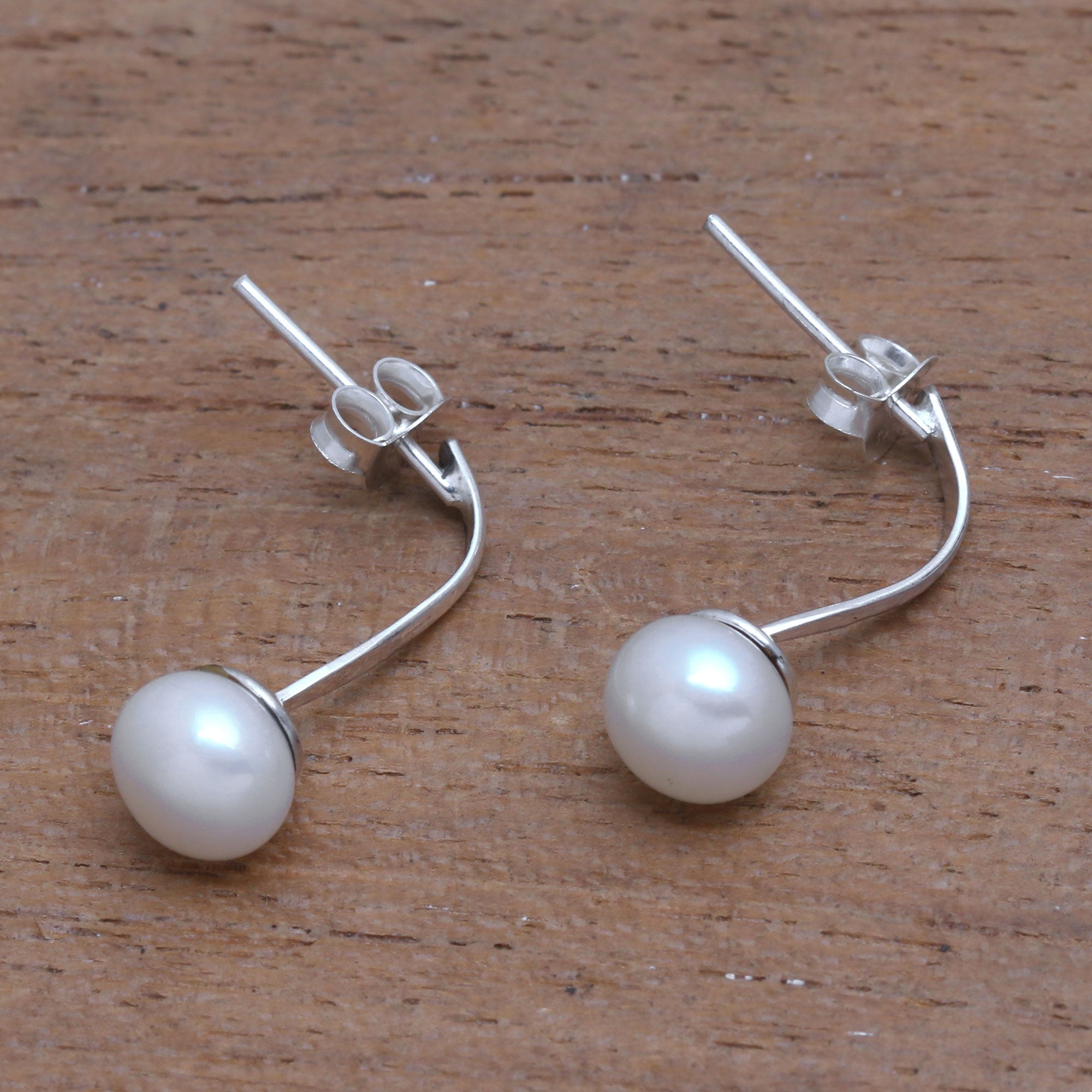 Premium Goddess Teardrops: Luxurious White Cultured Pearl Drop Earrings from Bali