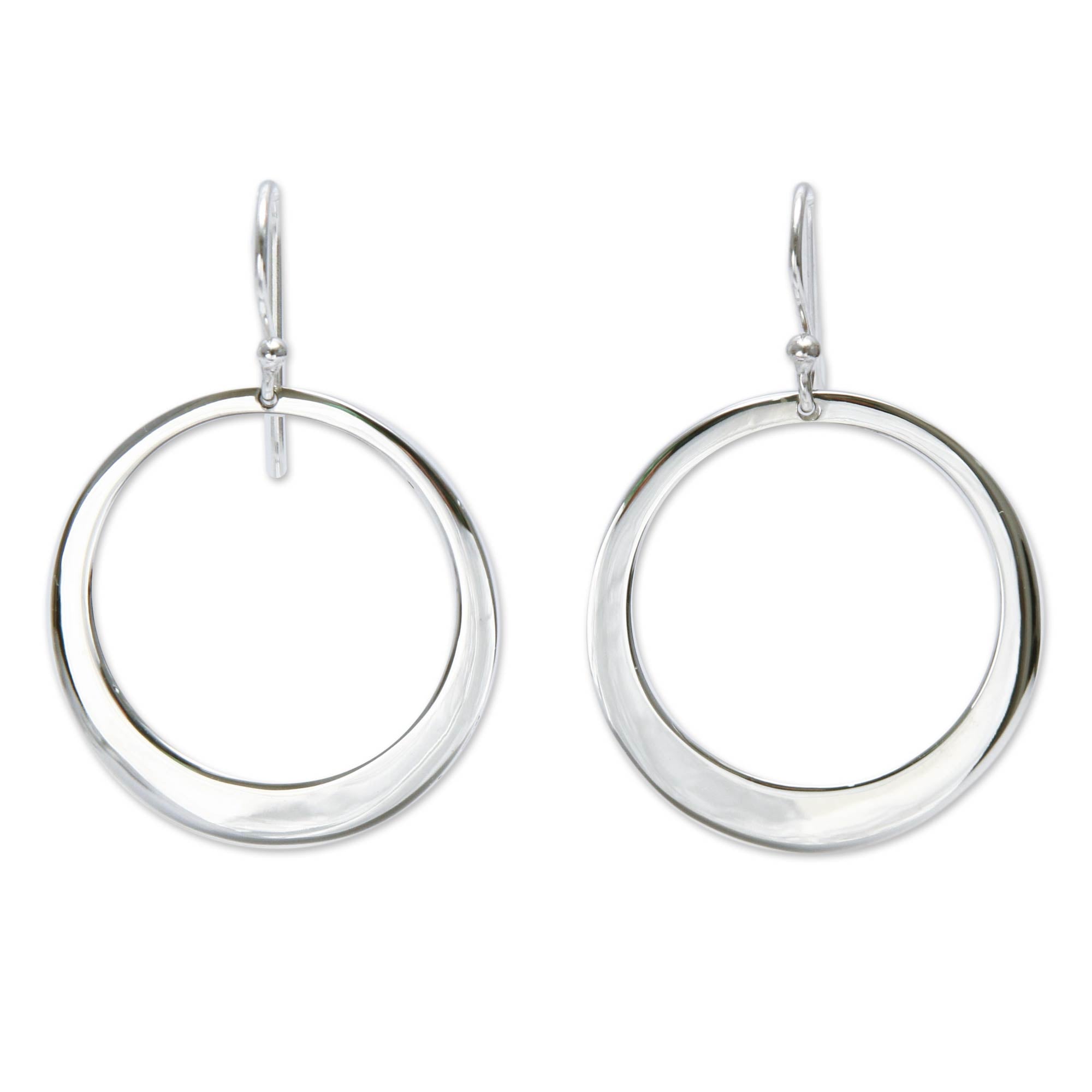 Premium Sterling Silver Moon Dangle Earrings - Minimalist Elegance