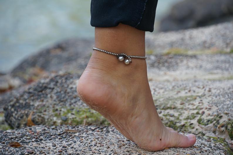 Premium Turquoise Teardrop Boho Silver Anklet - Ultimate Bohemian Style