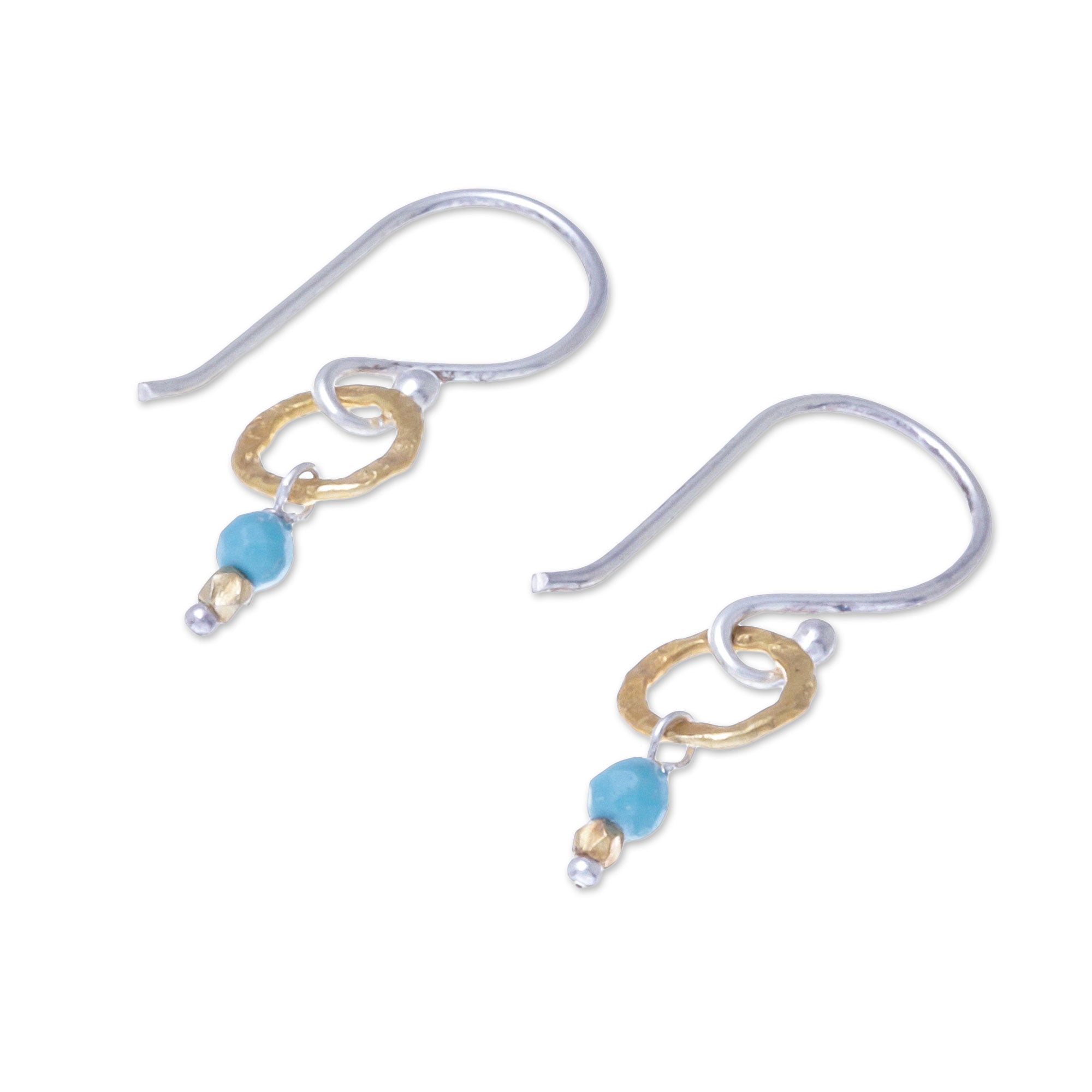 Premium Gold-Accented Calcite Dangle Earrings – Handcrafted in Thailand