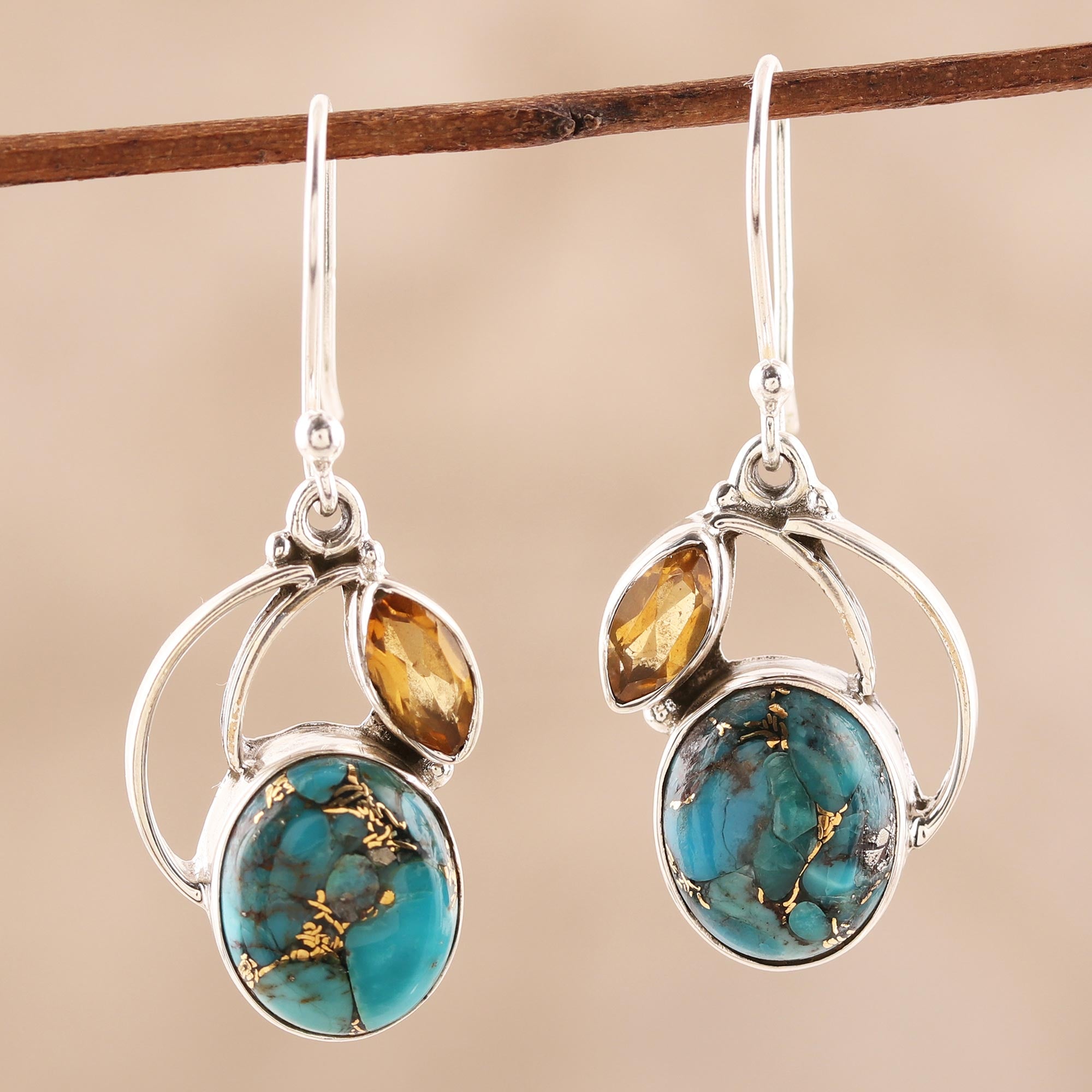 Premium Modern Mystique Earrings - Handcrafted Sterling Silver & Citrine