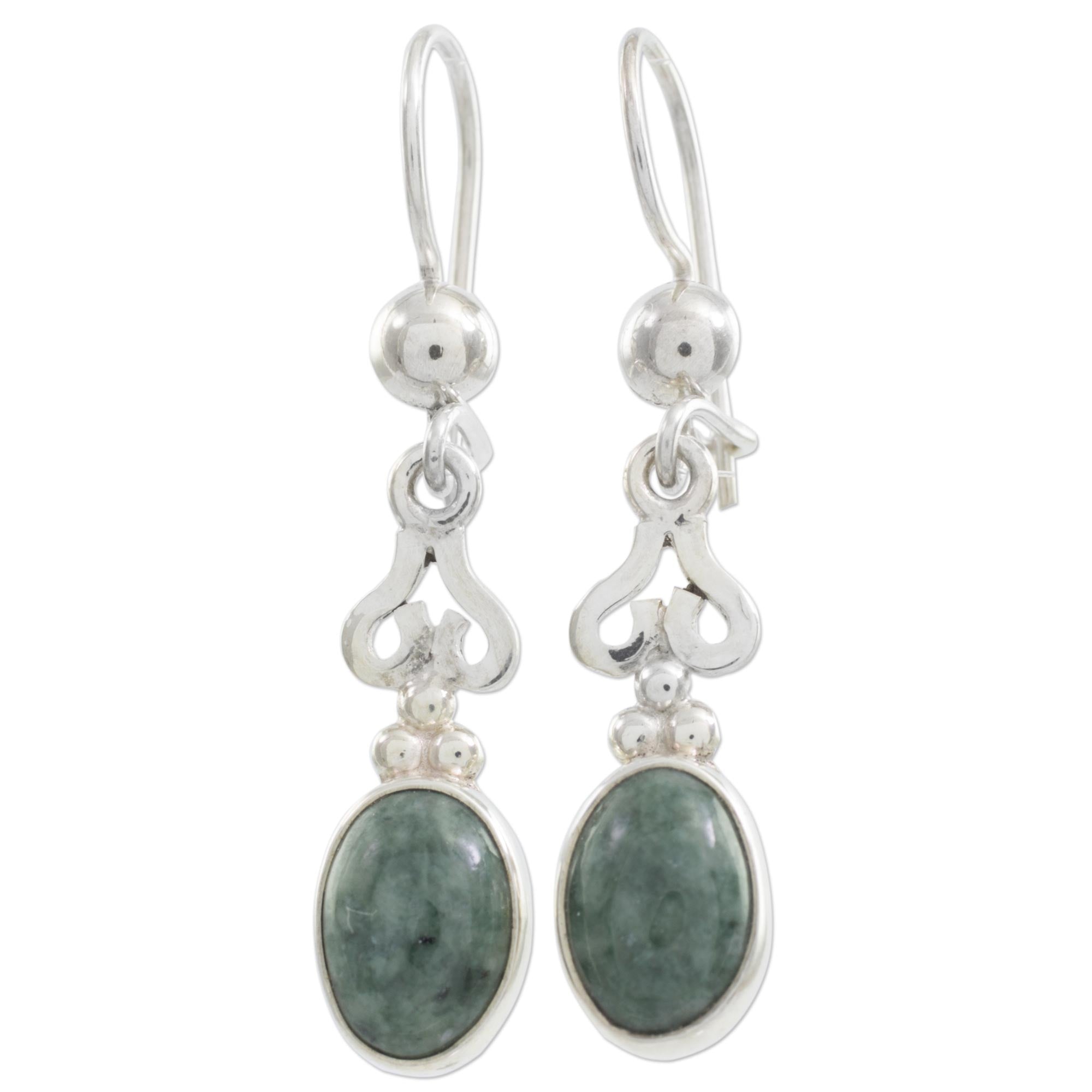 Premium Romantic Jade Dangle Earrings - Handcrafted Sterling Silver