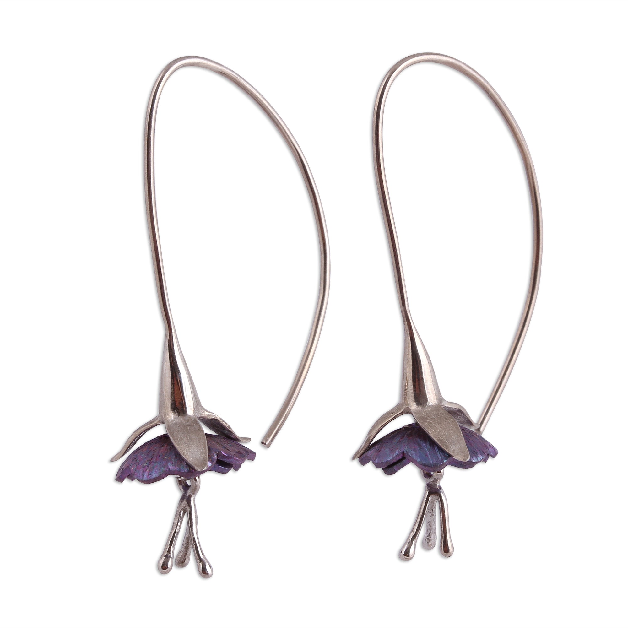 Premium Sleepy Flowers Titanium Plated Sterling Silver Drop Earrings