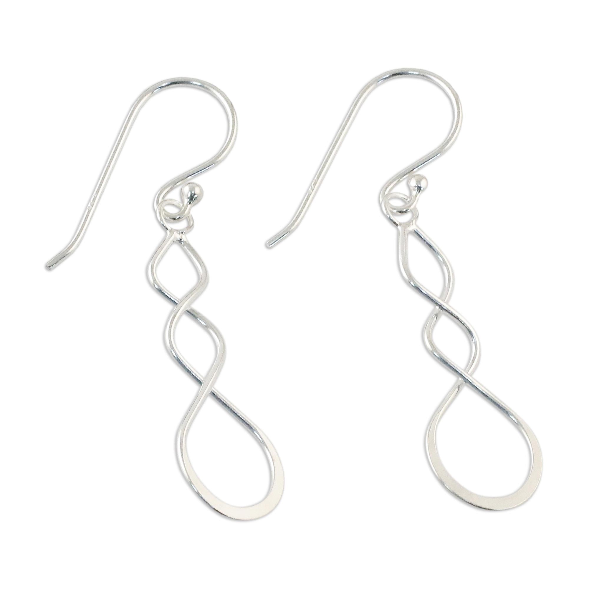 Premium Droplet Twist Sterling Silver Dangle Earrings - Handcrafted in Thailand