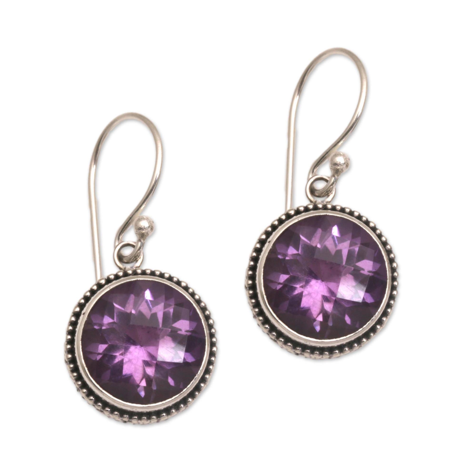 Premium Sparkling Haven Amethyst Dangle Earrings - Handcrafted Sterling Silver Jewelry