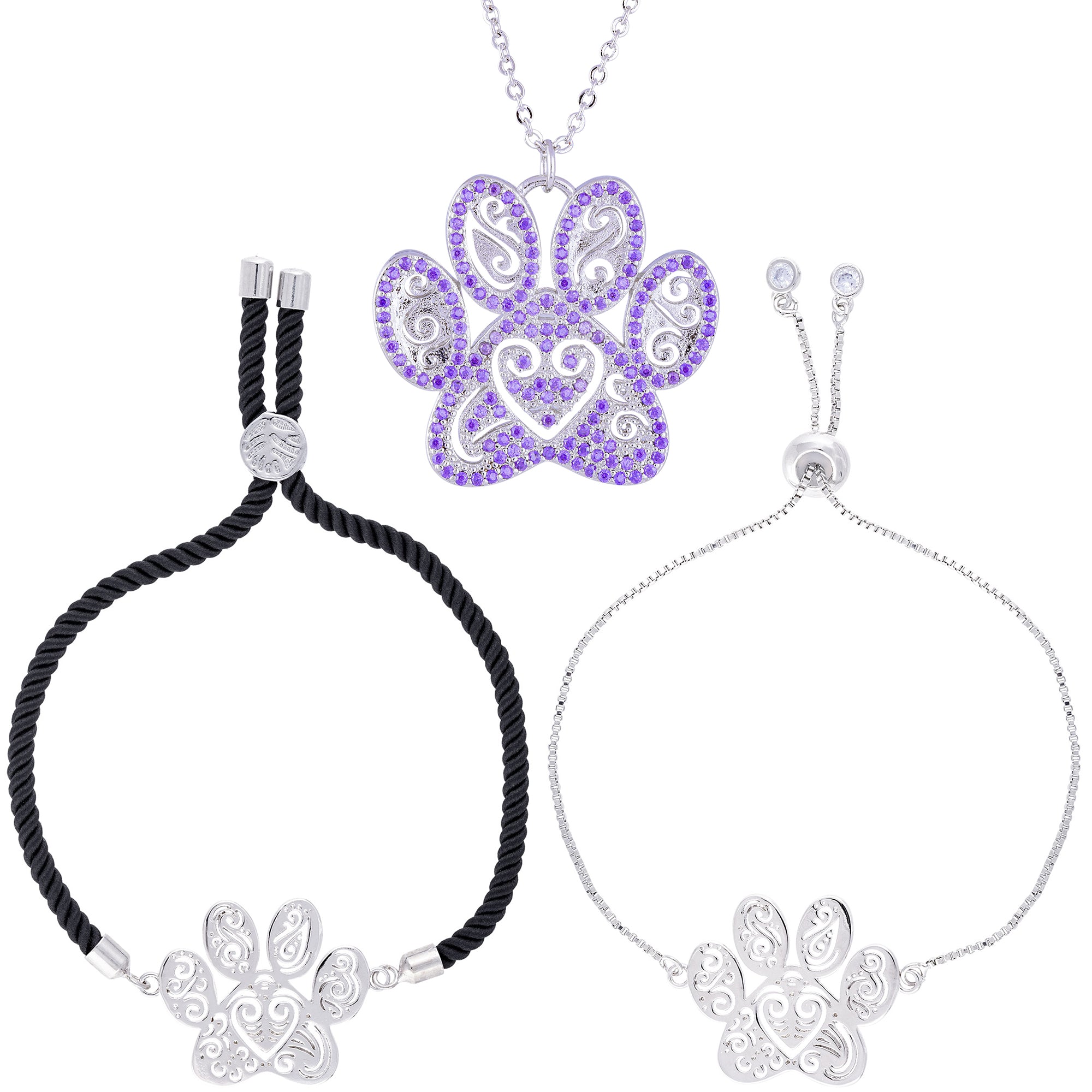 Premium Ornate Crystal Paw Jewelry Set