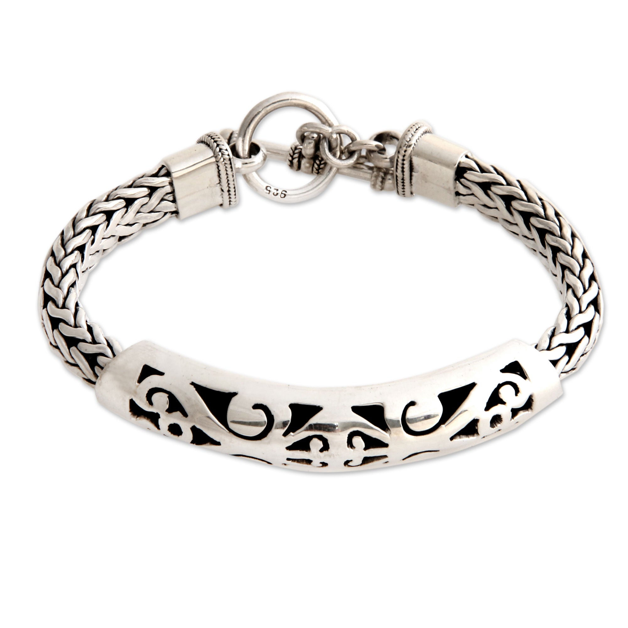 Premium Mystic Symbols Sterling Silver Braided Bracelet - Handmade in Indonesia