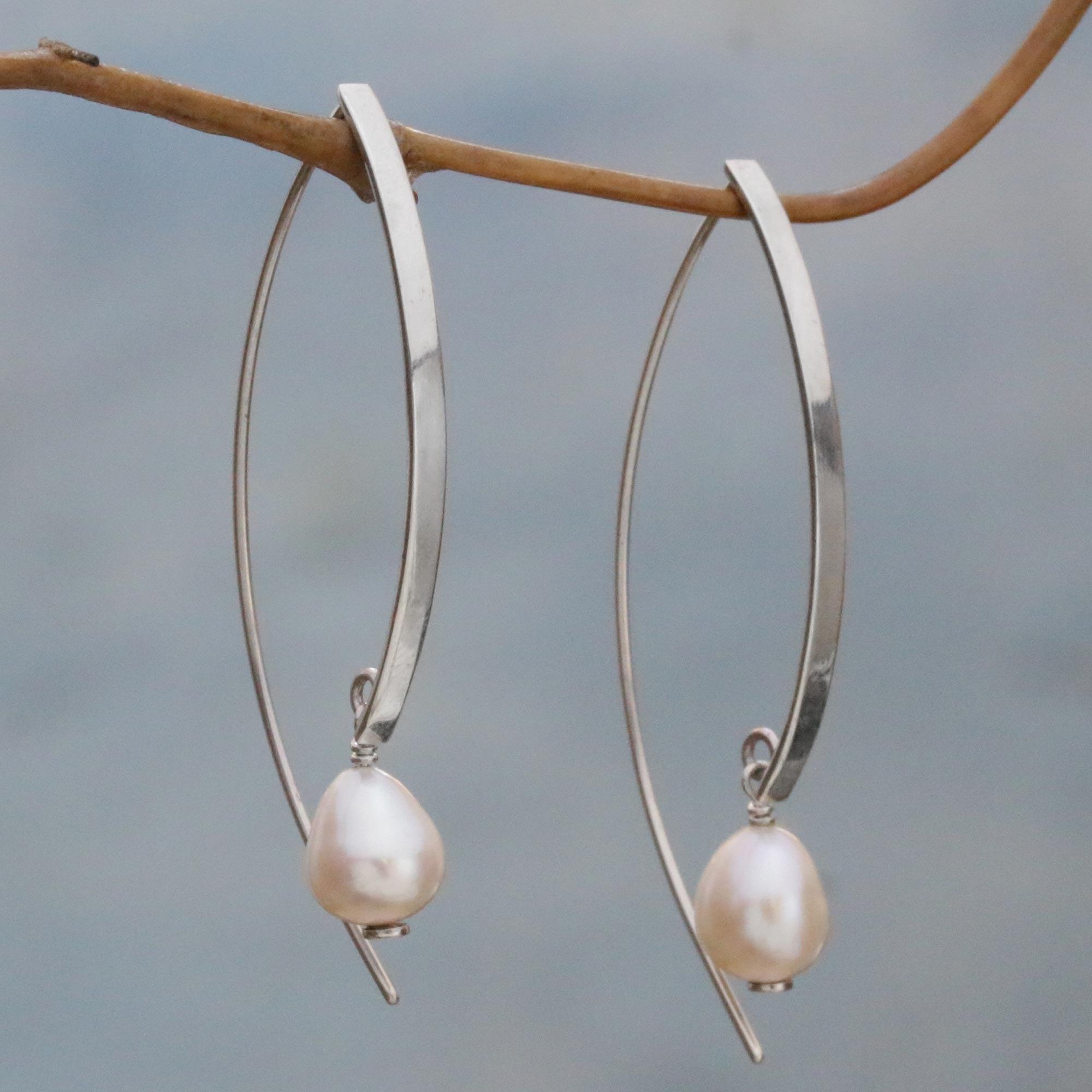 Premium Cultured Freshwater Pearl & Sterling Silver Drop Earrings